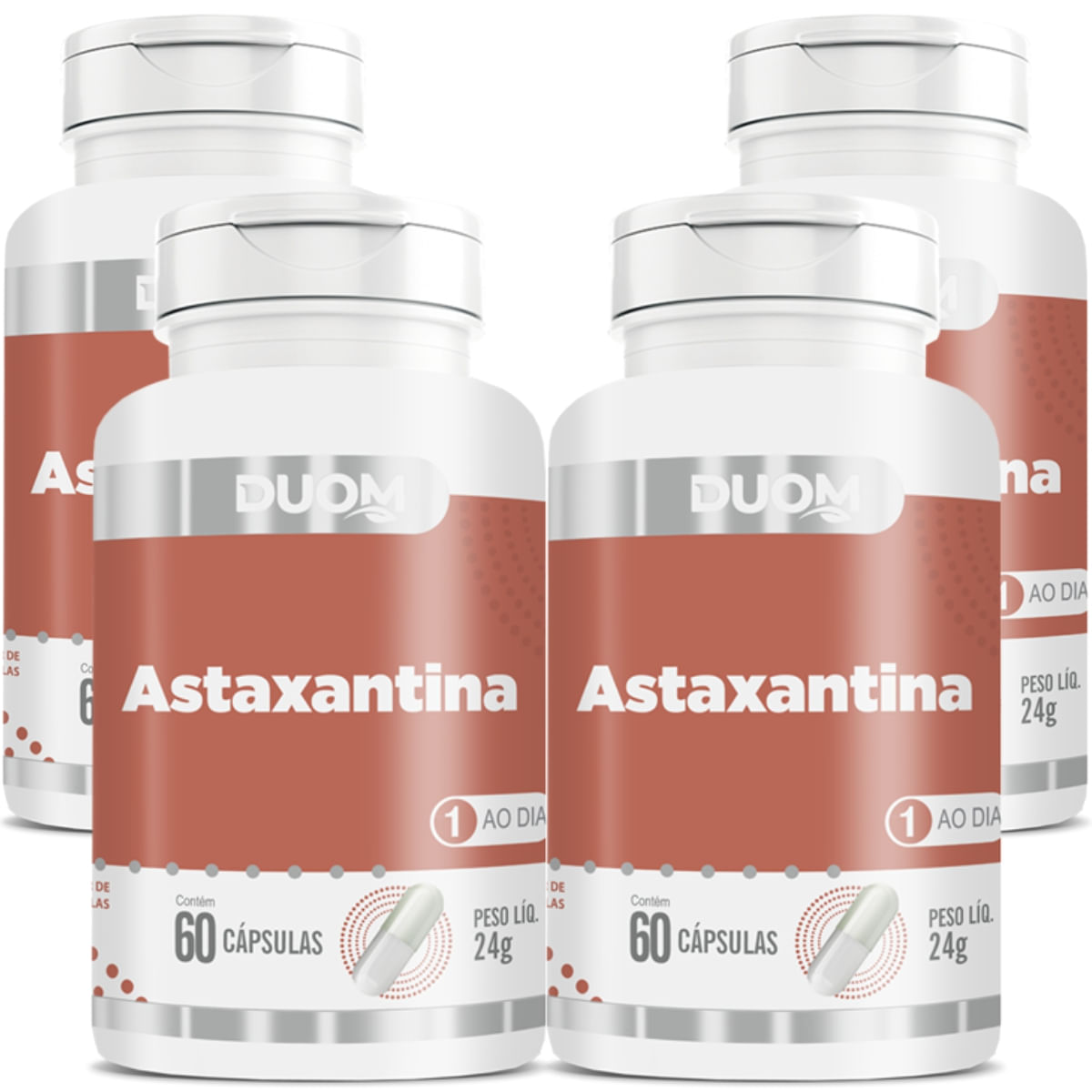 Combo 4 Astaxantina 5mg Pura Duom 60 Cápsulas