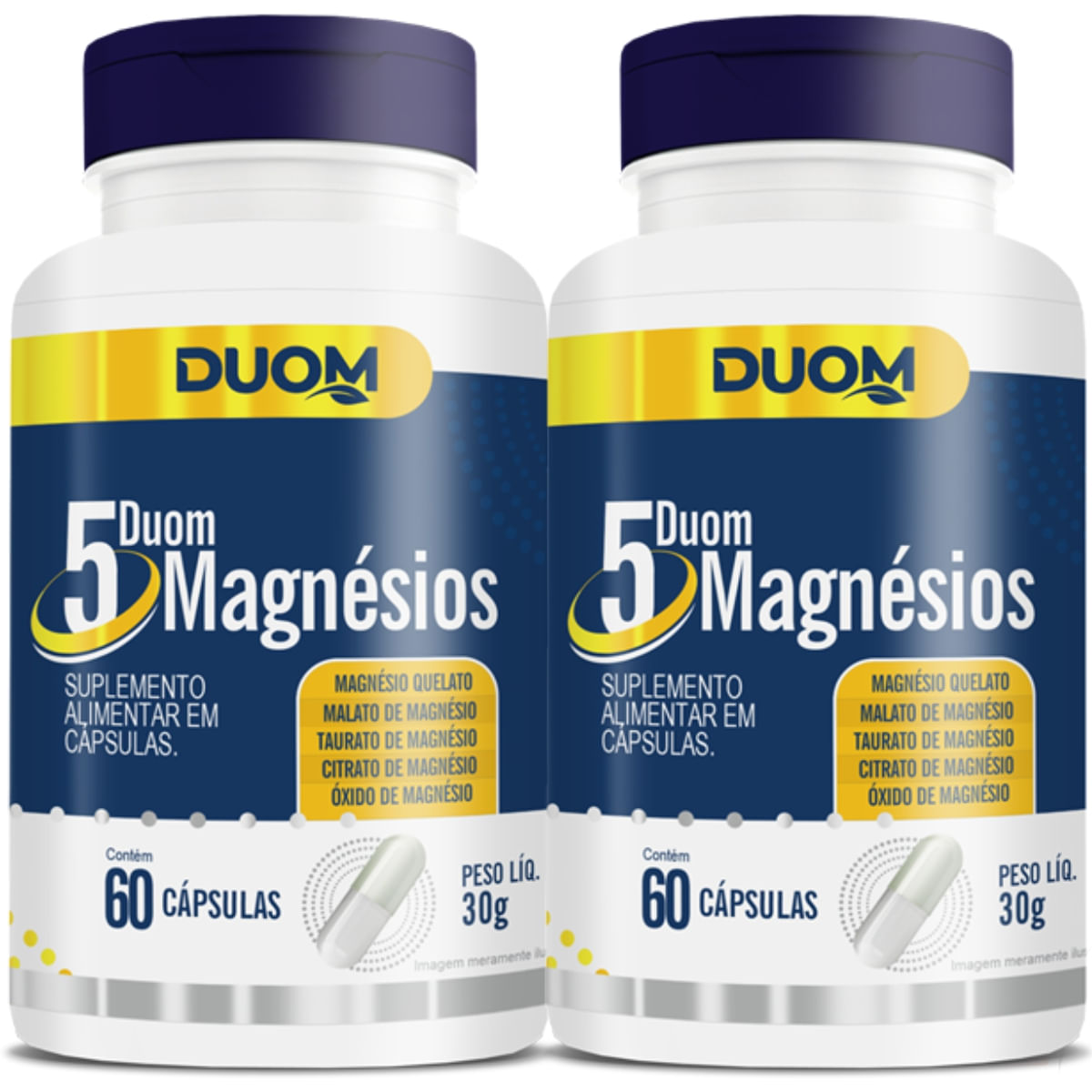 Combo 2 Duom 5 Magnésios Quelato Malato Taurato Citrato Óxido 60 Cápsulas