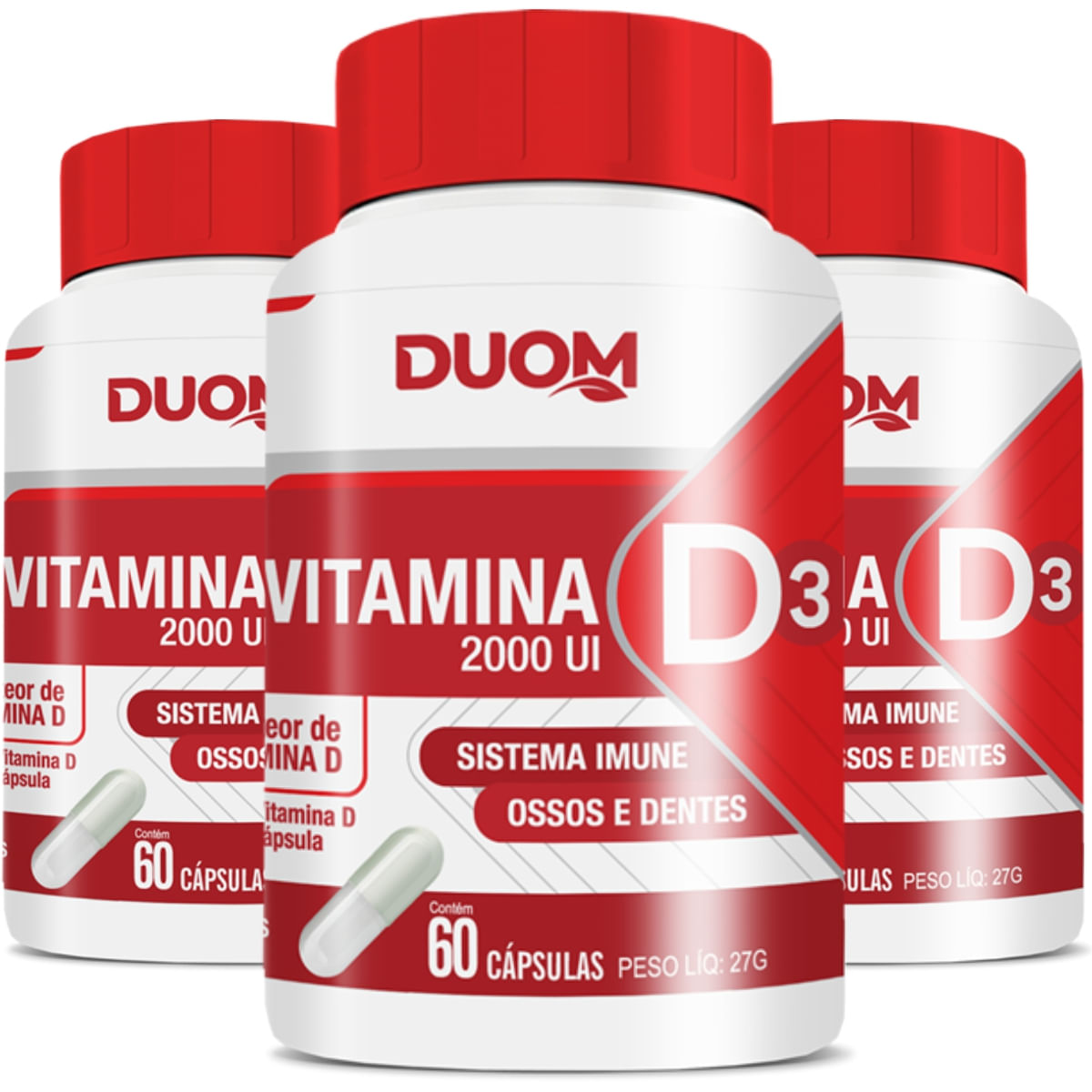 Combo 3 Vitamina D3 2000ui Duom 60 Cápsulas