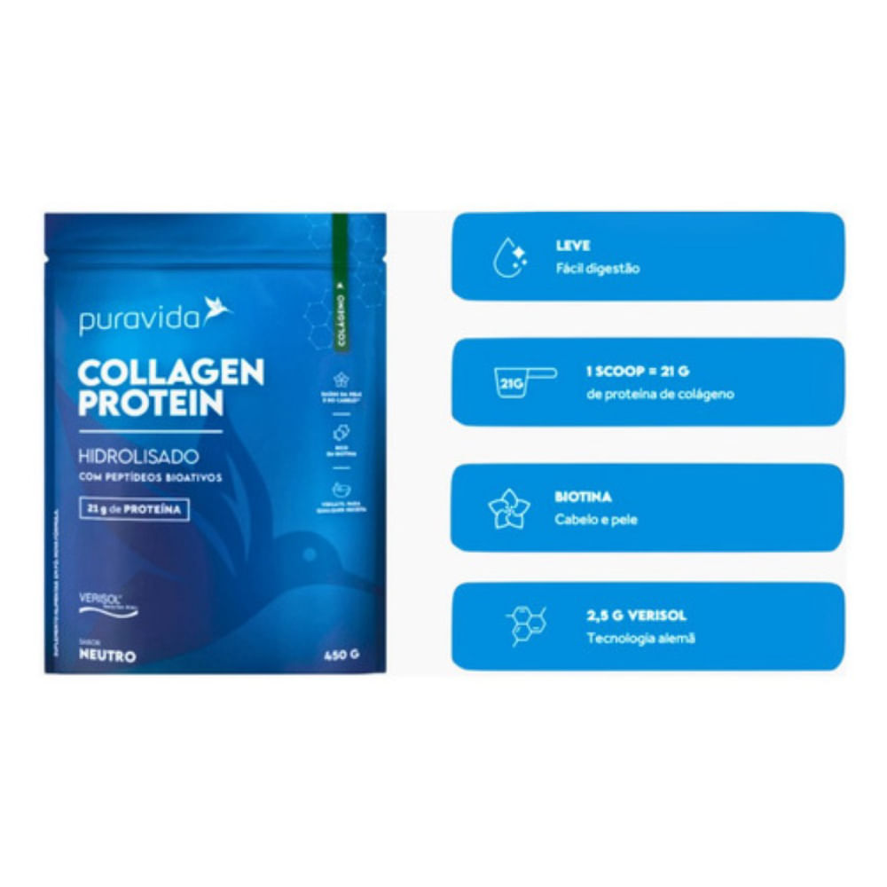 Collagen Protein Hidrolisado Verisol Puravida Neutro 450g