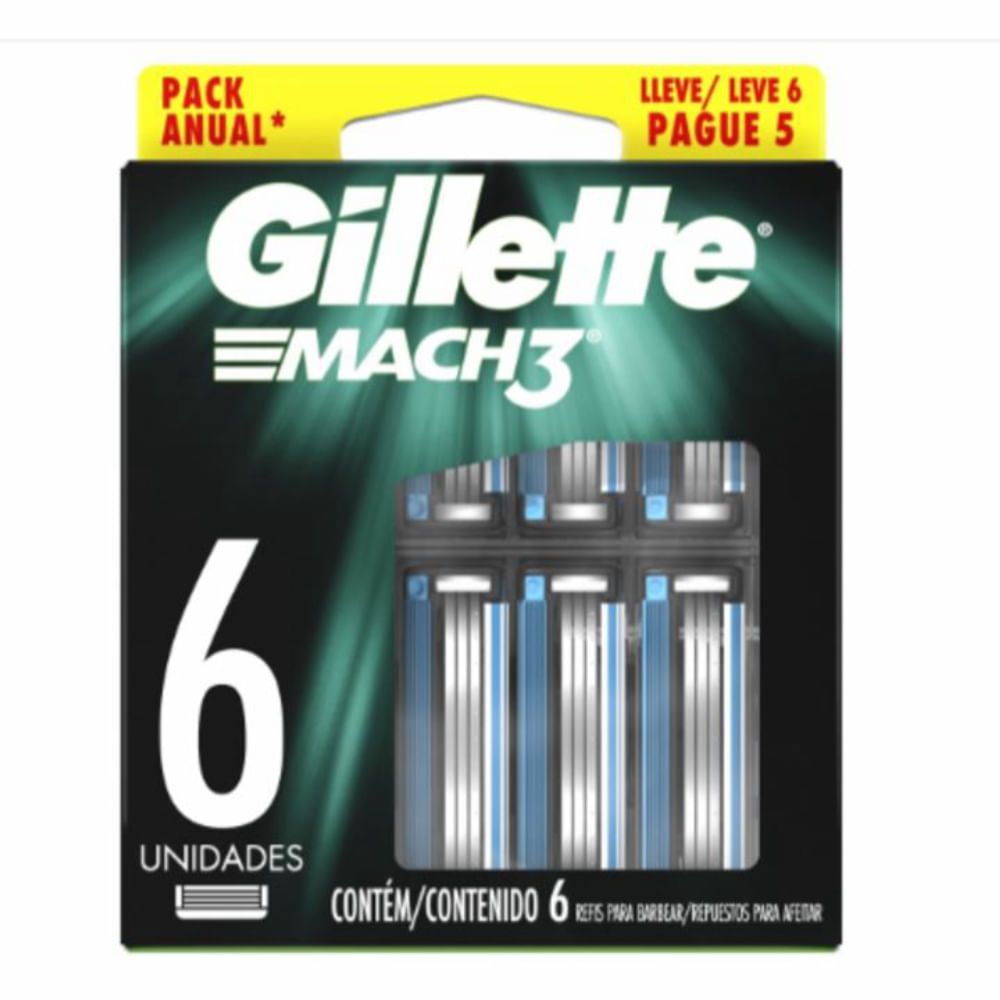 Carga Aparelho de Depilação Gillette Mach3 Base c/6 Unidades