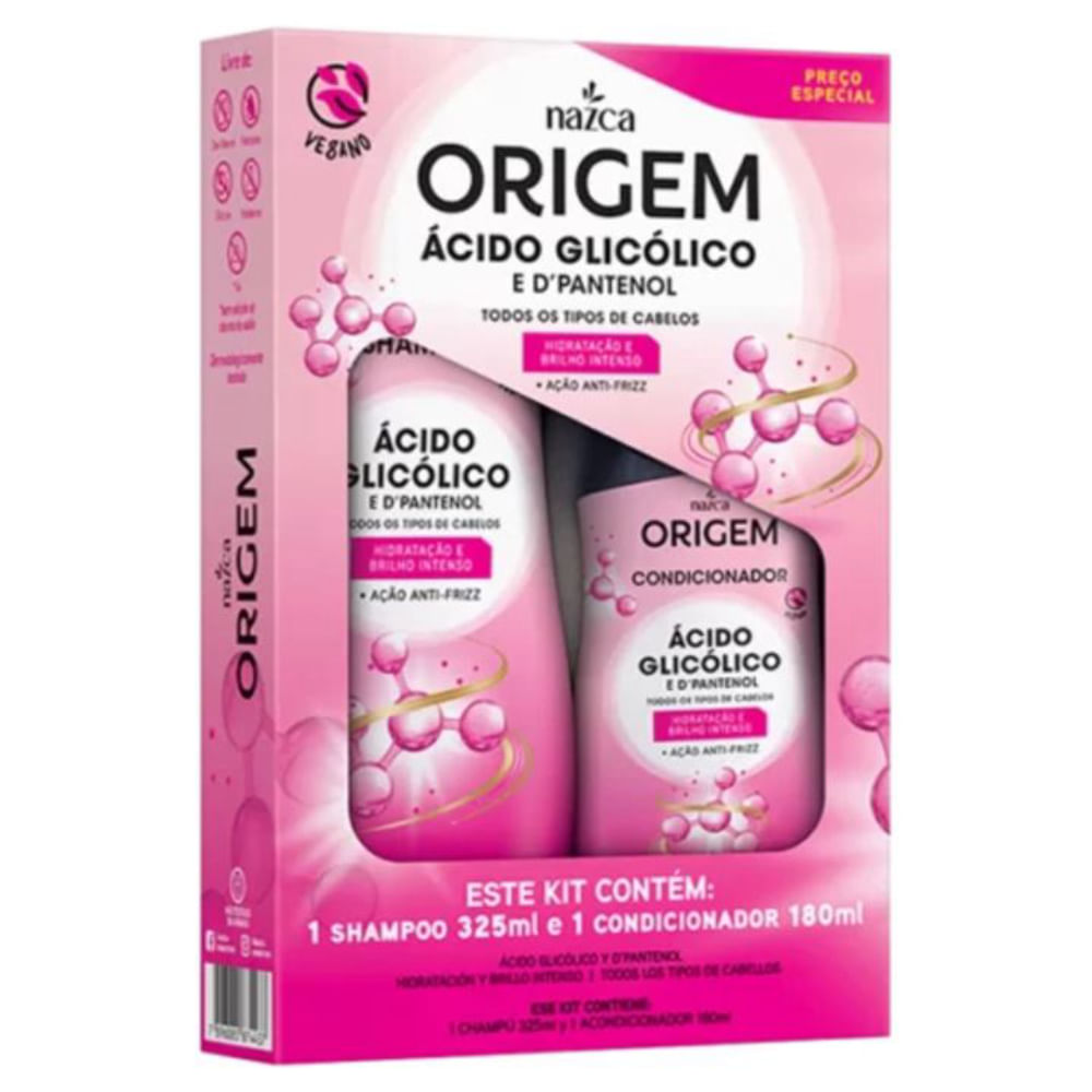 Shampoo + Condicionador Origem 325+180ml Acido Glicolico E D´Pantenol