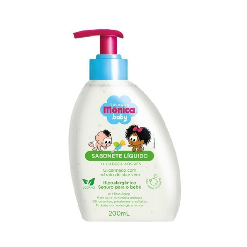Sabonete Liquido Infantil Turma Da Mônica 200ml Glicerinado Com Aloe Vera
