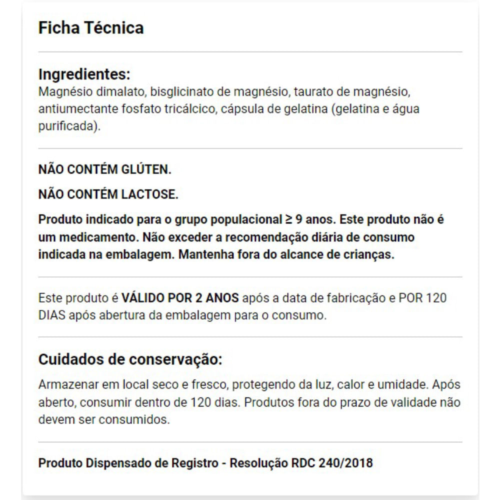 Mix Magnésio  Treonato, Dimalato e Taurato  Nutrigenes