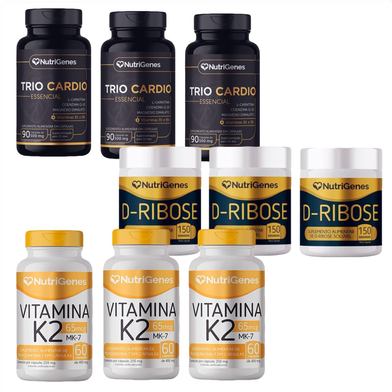 3x Trio Cardio+ 3x D Ribose+ 3x Vitamina K2 MK 7  Nutrigenes