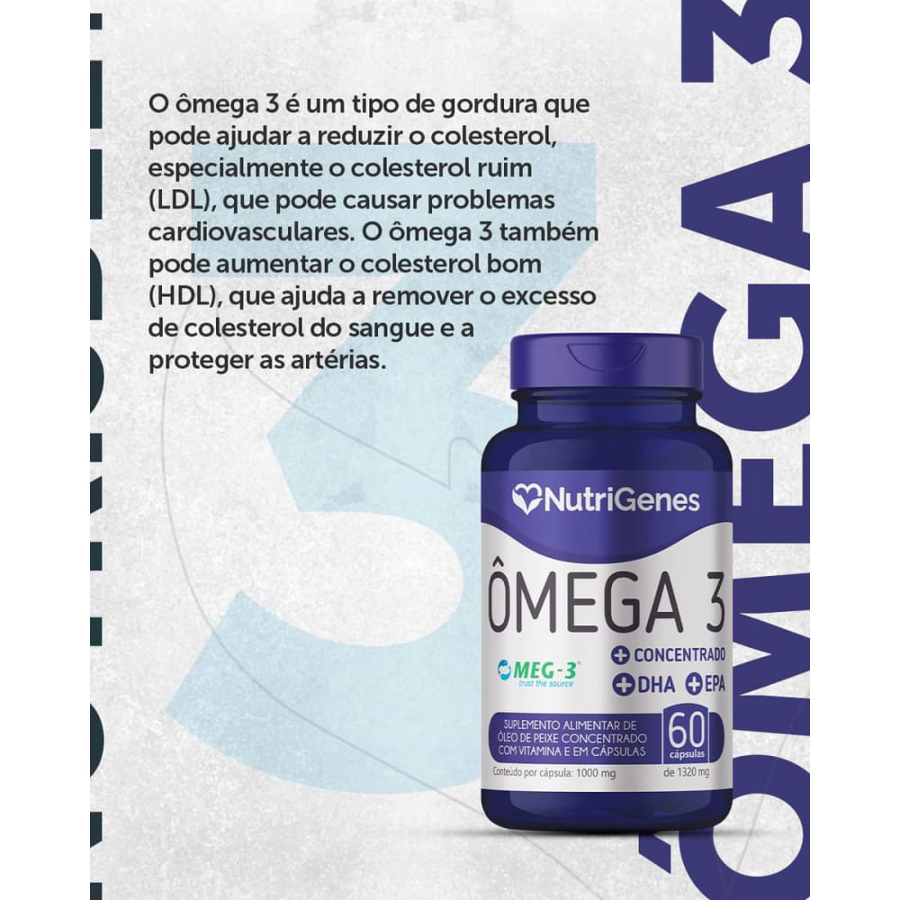 3x Ômega 3 Super Concentrado 1.100mg +dha +epa Nutrigenes