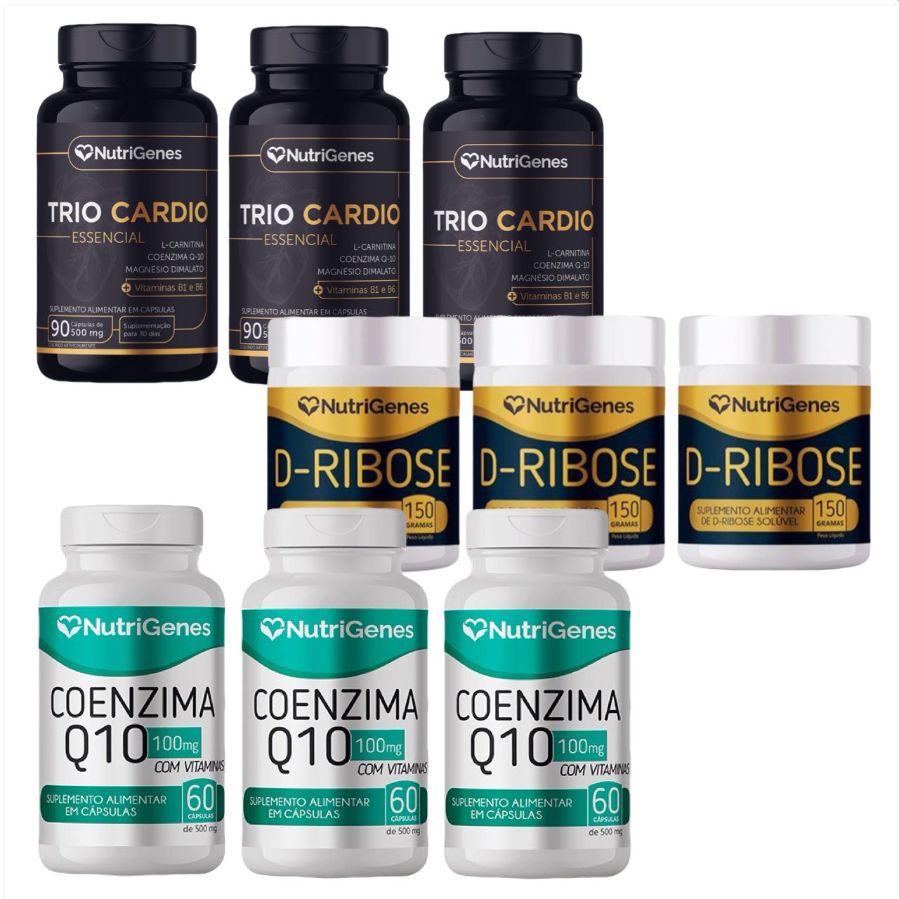 3x Trio Cardio + 3x D Ribose + 3x Coenzima Coq10  Nutrigenes