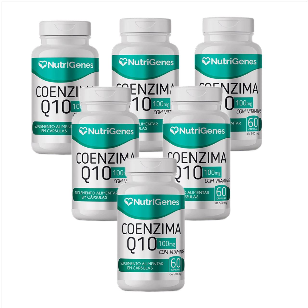 6x Coenzima Q10 Coq10 Nutrigenes  60 Caps. 100mg + Vitaminas