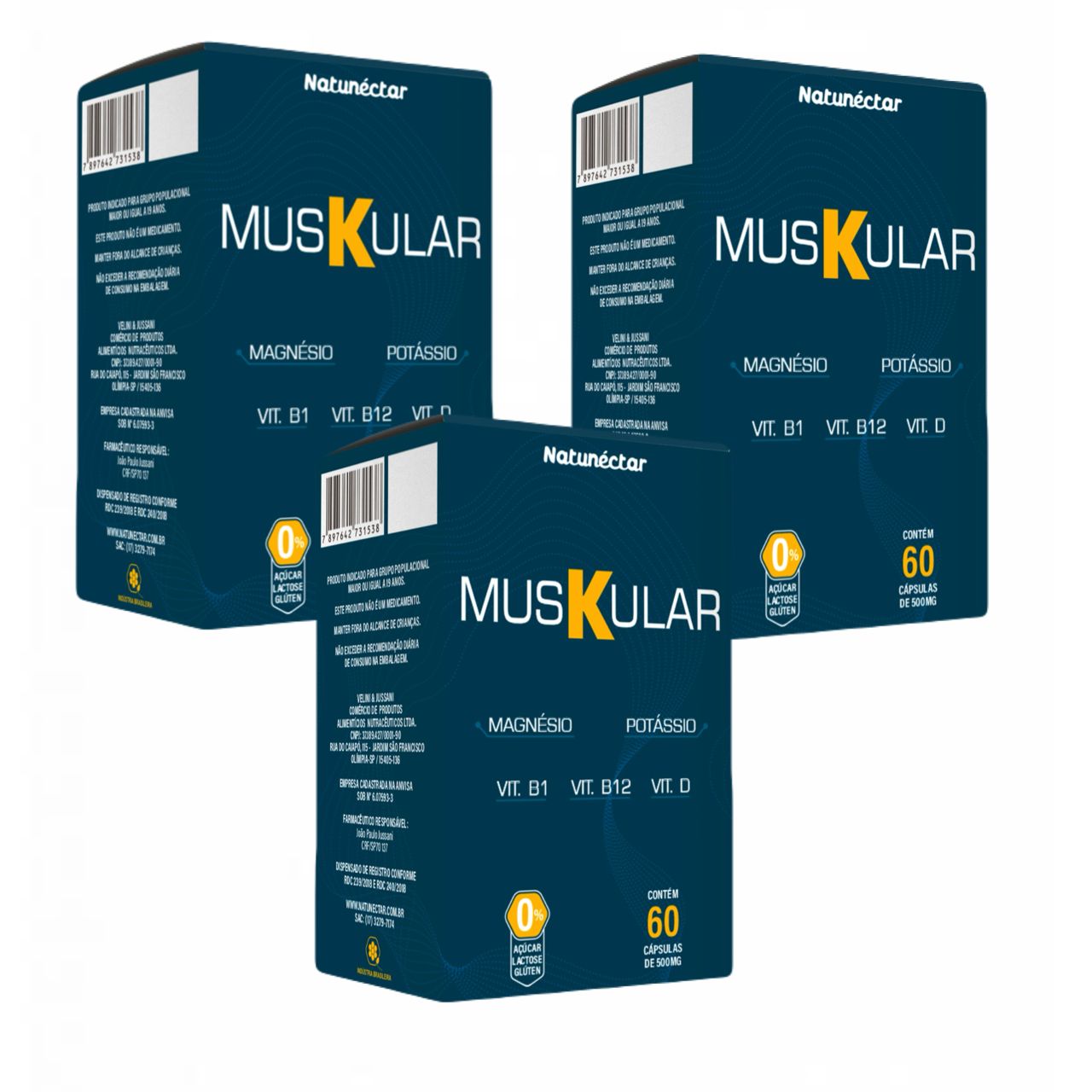 3x Muskular   Potássio+ Magnésio+ Vit D B1 E B12