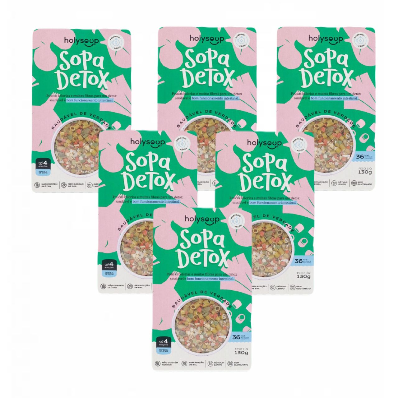 6x Sopa Detox sem Glúten   Holysoup   130g