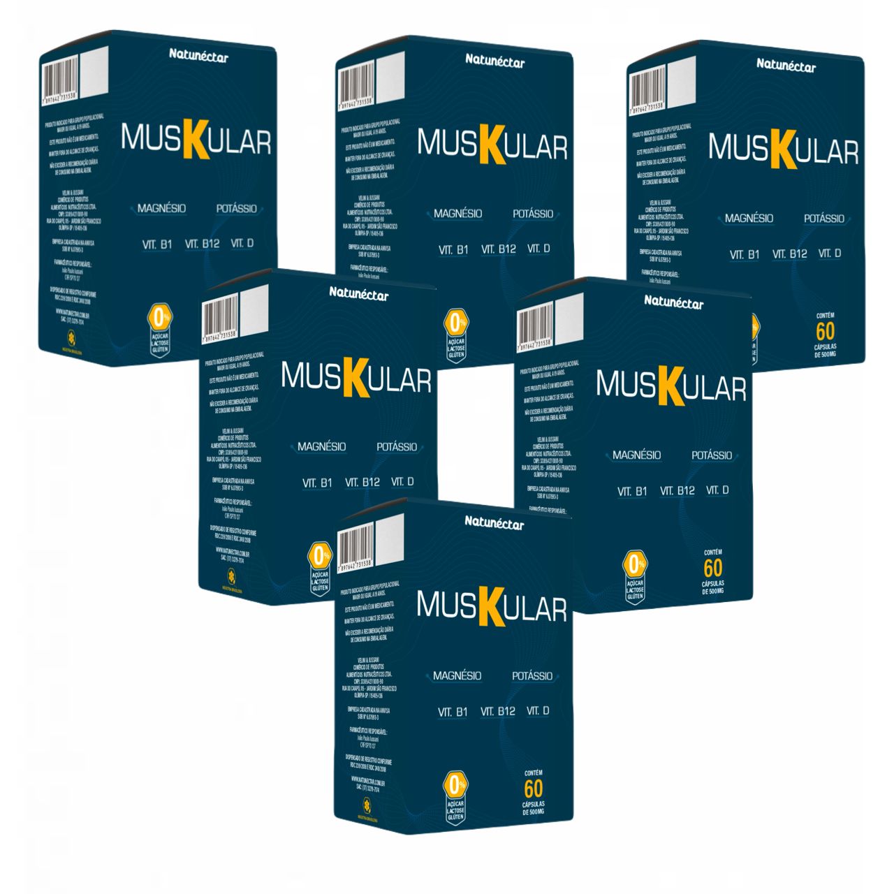 6x Muskular   Potássio+ Magnésio+ Vit D B1 E B12