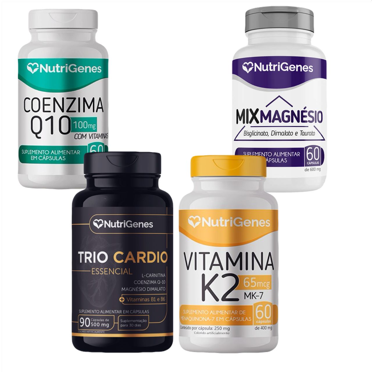 Trio Cardio + Coq10 + K2 MK 7 + Mix Magnésio  Nutrigenes