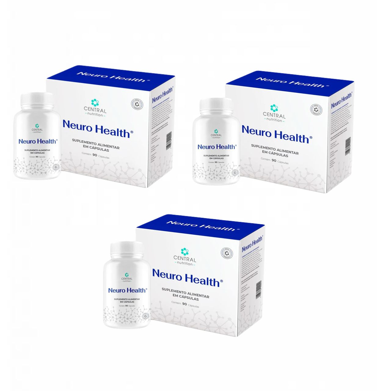 3x Neuro Health   90 cápsulas   Central Nutrition Sem Sabor