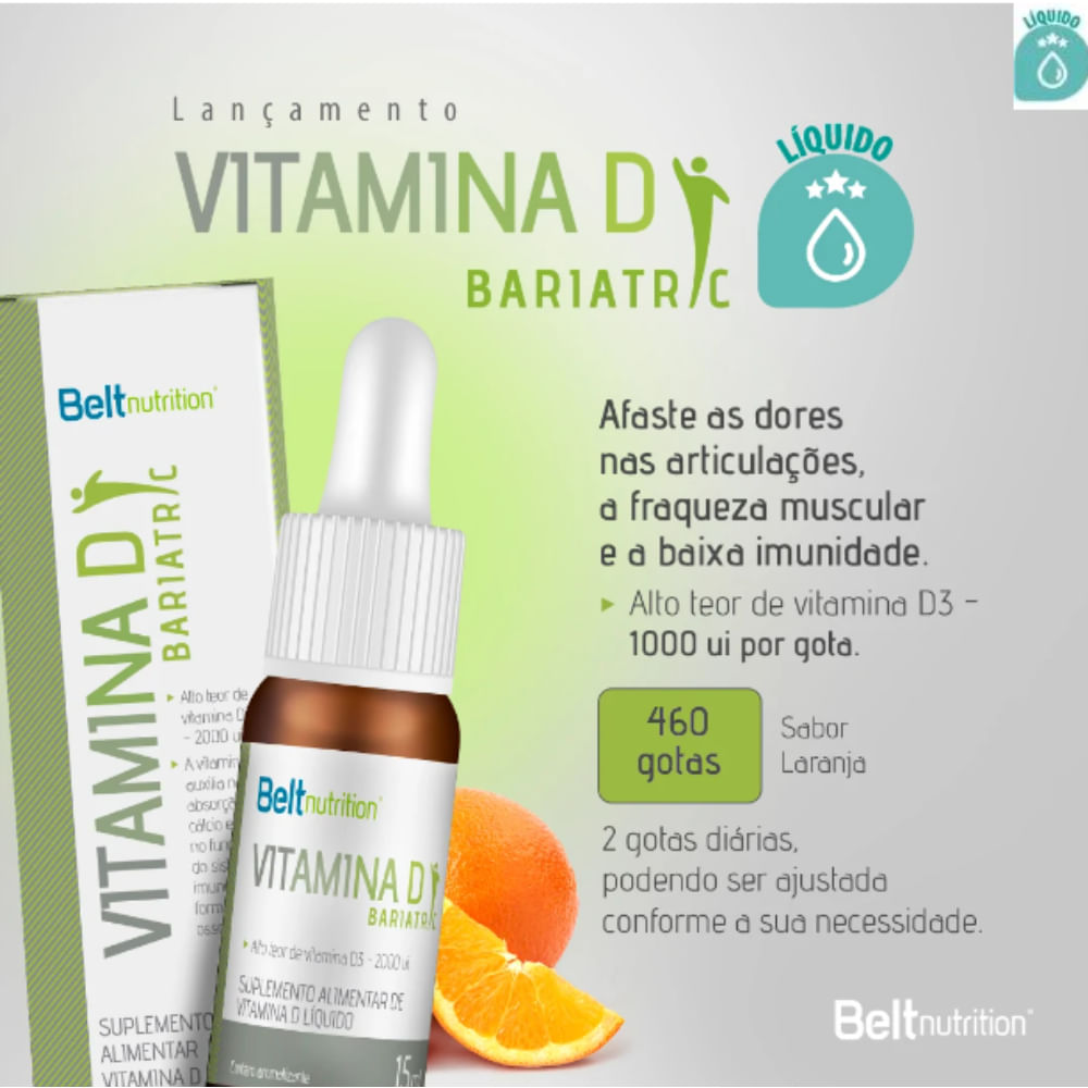 6x Vitamina D3 Belt Bariatric  15 ml  2.000ui cada 2 Gotas