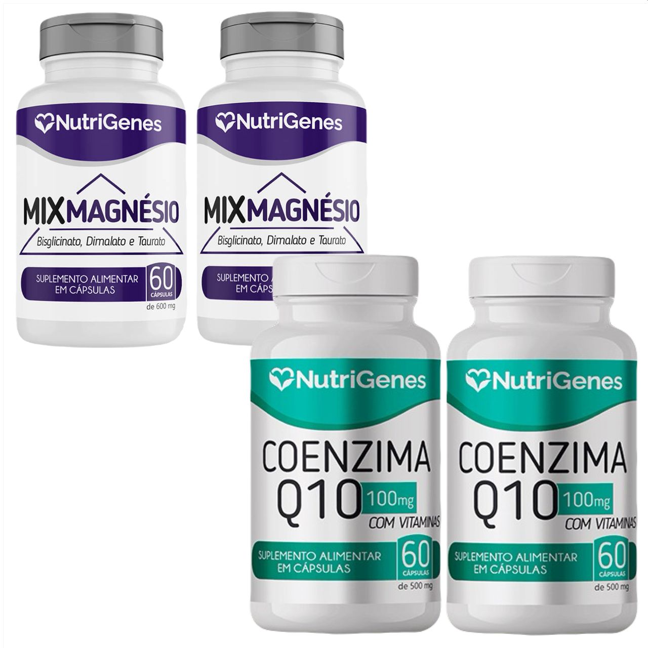 2x Mix Magnésio + 2x Coenzima Q10 Coq10   Nutrigenes