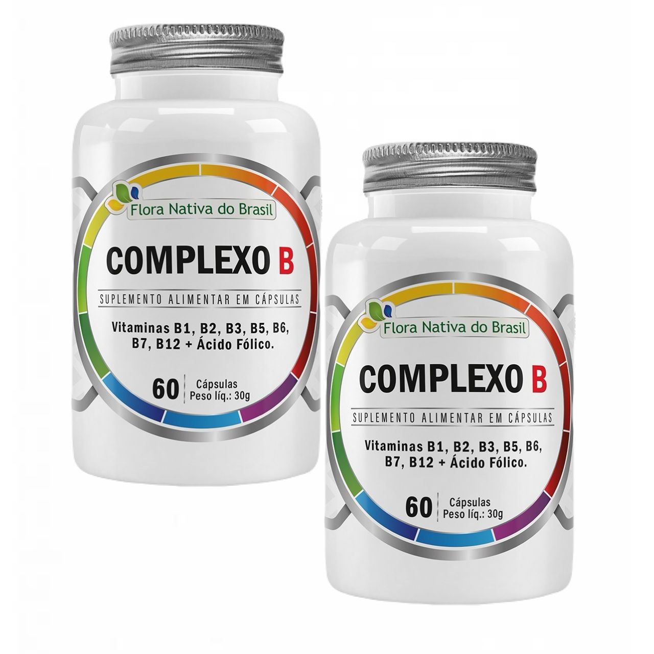 2x Complexo B 500mg + Biotina  60 cápsulas  Flora Nativa