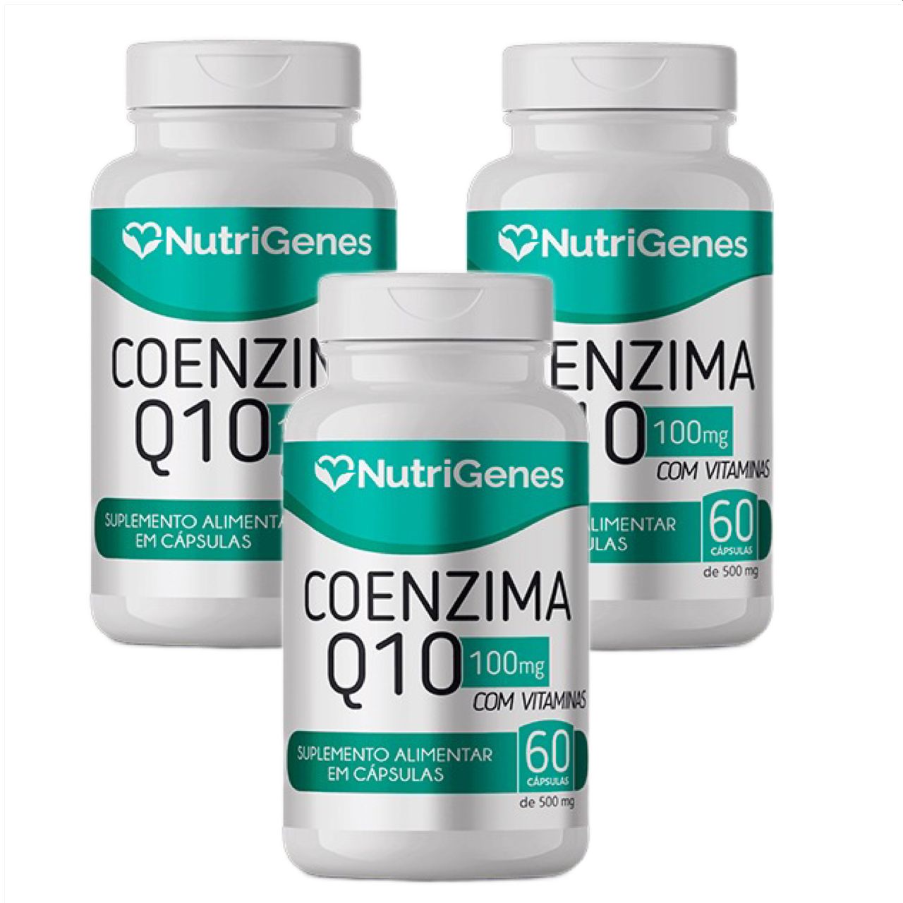 3x Coenzima Q10 Coq10 Nutrigenes  60 Caps. 100mg + Vitaminas