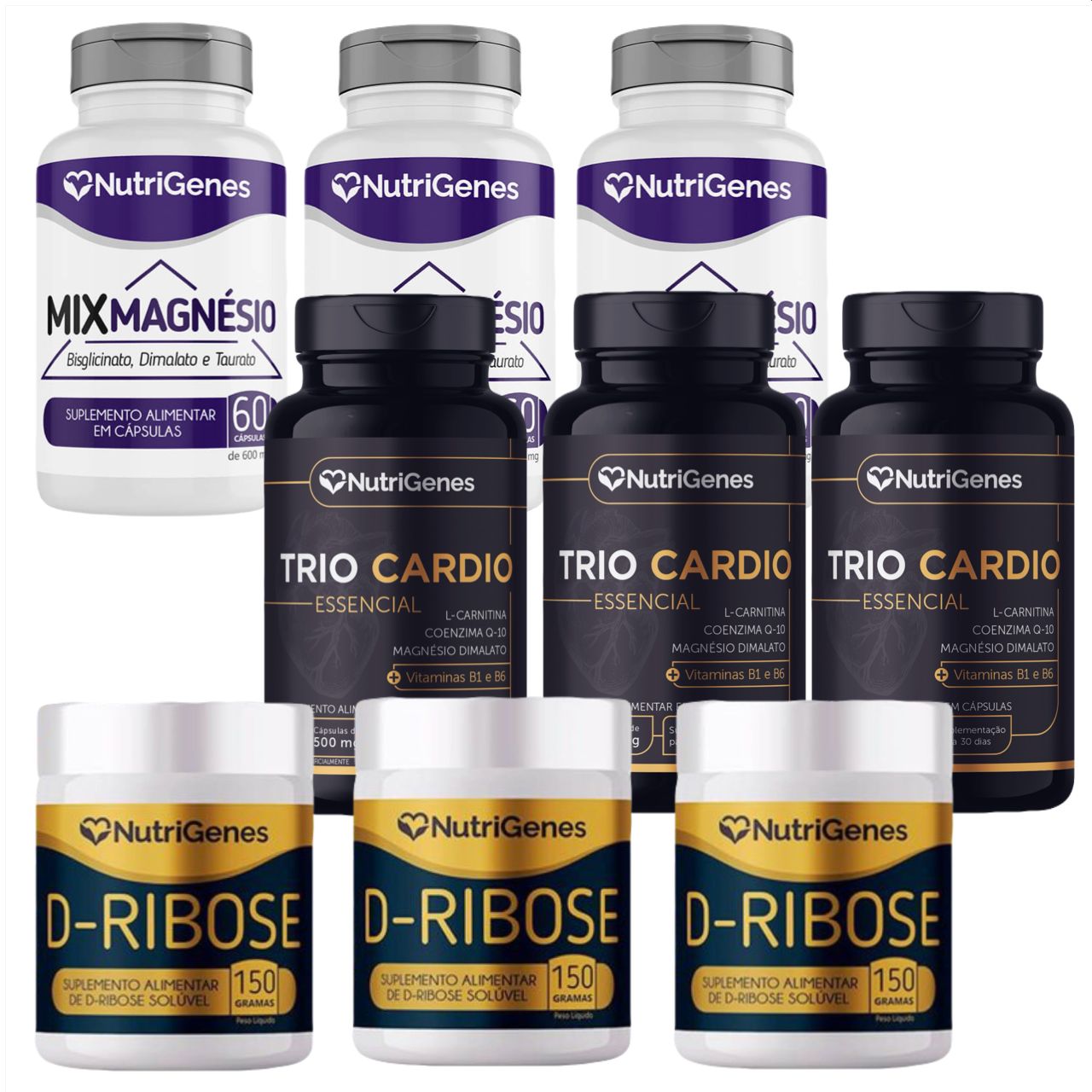 3x Trio Cardio +3x D Ribose + 3x Mix Magnésio   Nutrigenes