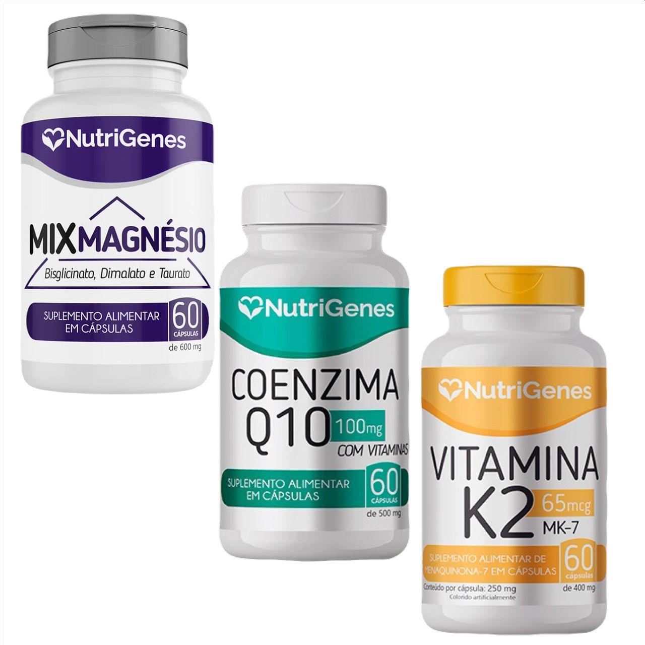 Mix Magnésio + K2 MK 7 + Coenzima Coq10   Nutrigenes