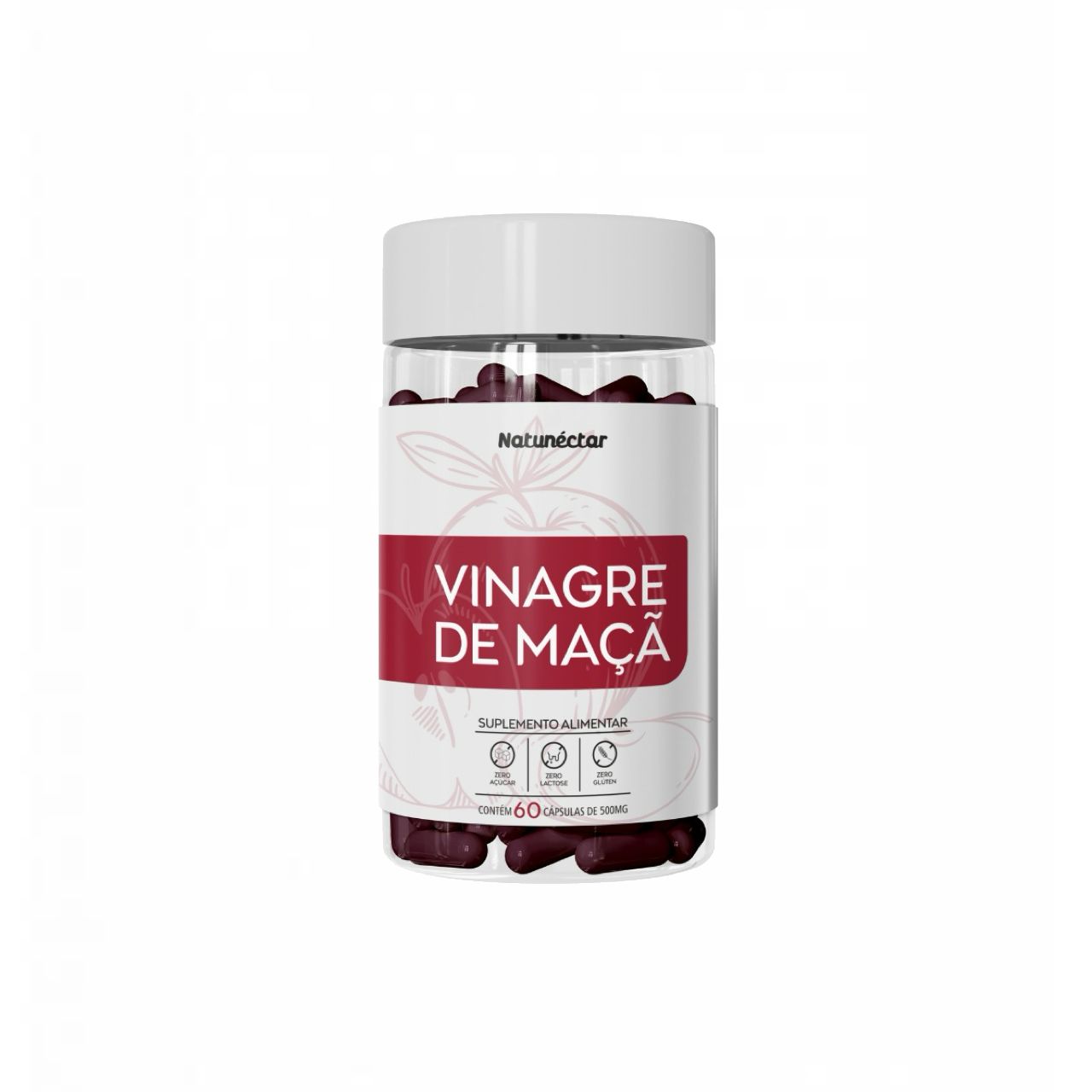 Vinagre De Maçã Em Pó  60 Cápsulas   Natunéctar sem sabor