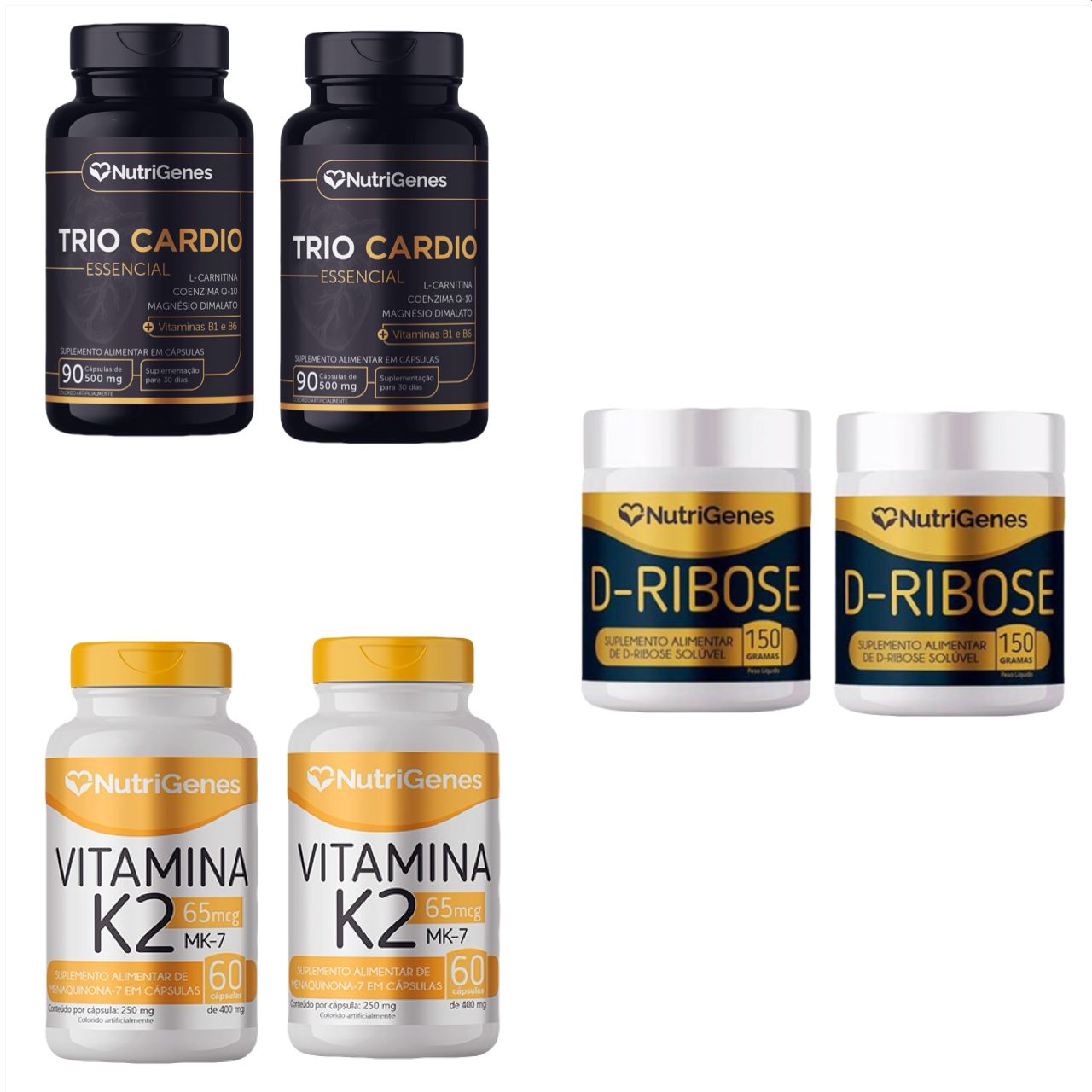 2x Trio Cardio+ 2x D Ribose+ 2x Vitamina K2 Mk 7  Nutrigenes