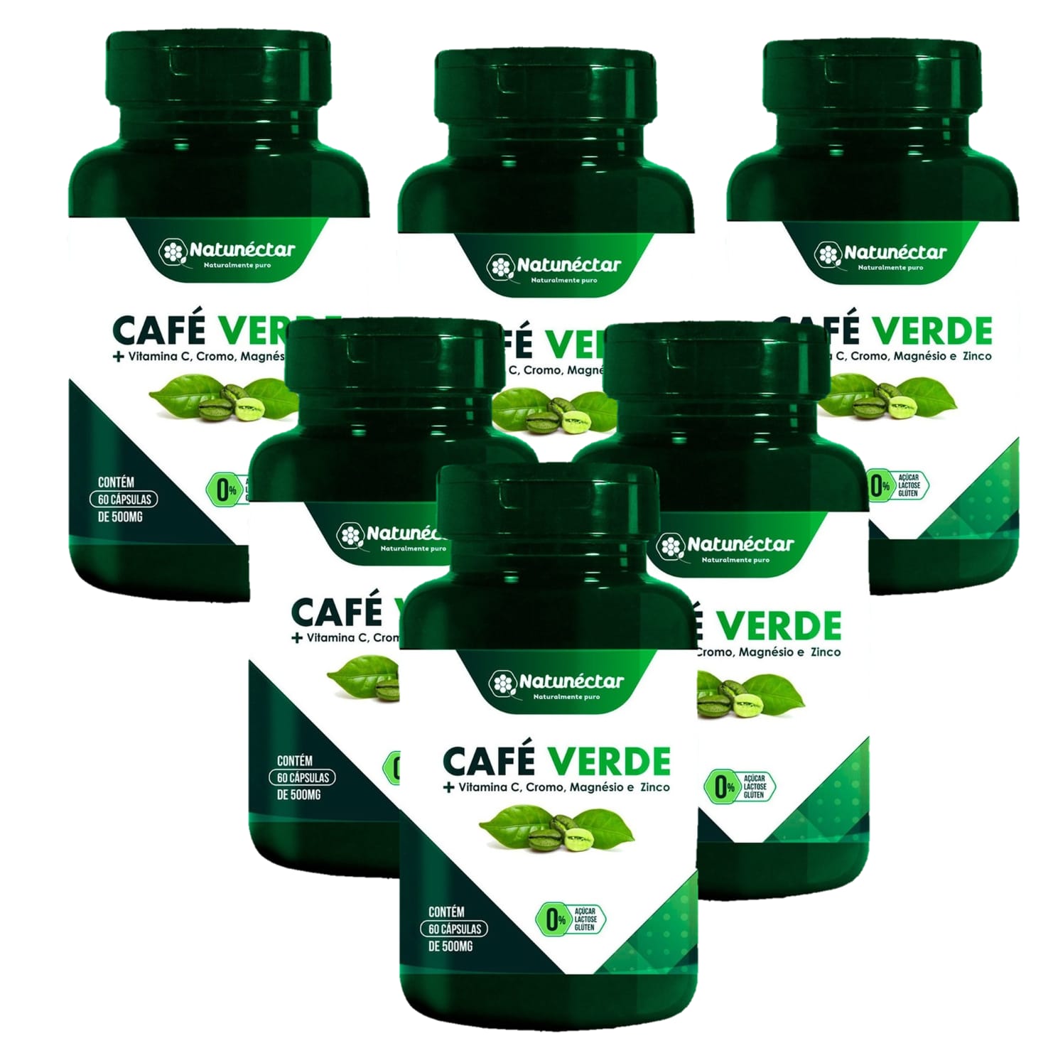 6x Extrato Café Verde 60 Caps. 500mg