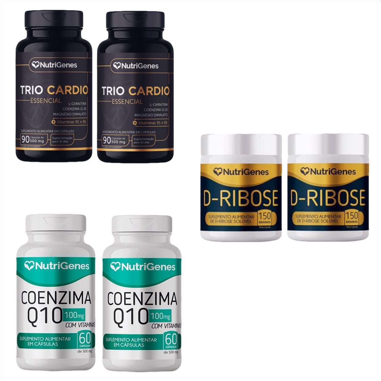 2x Trio Cardio + 2x D Ribose + 2x Coenzima Coq10  Nutrigenes