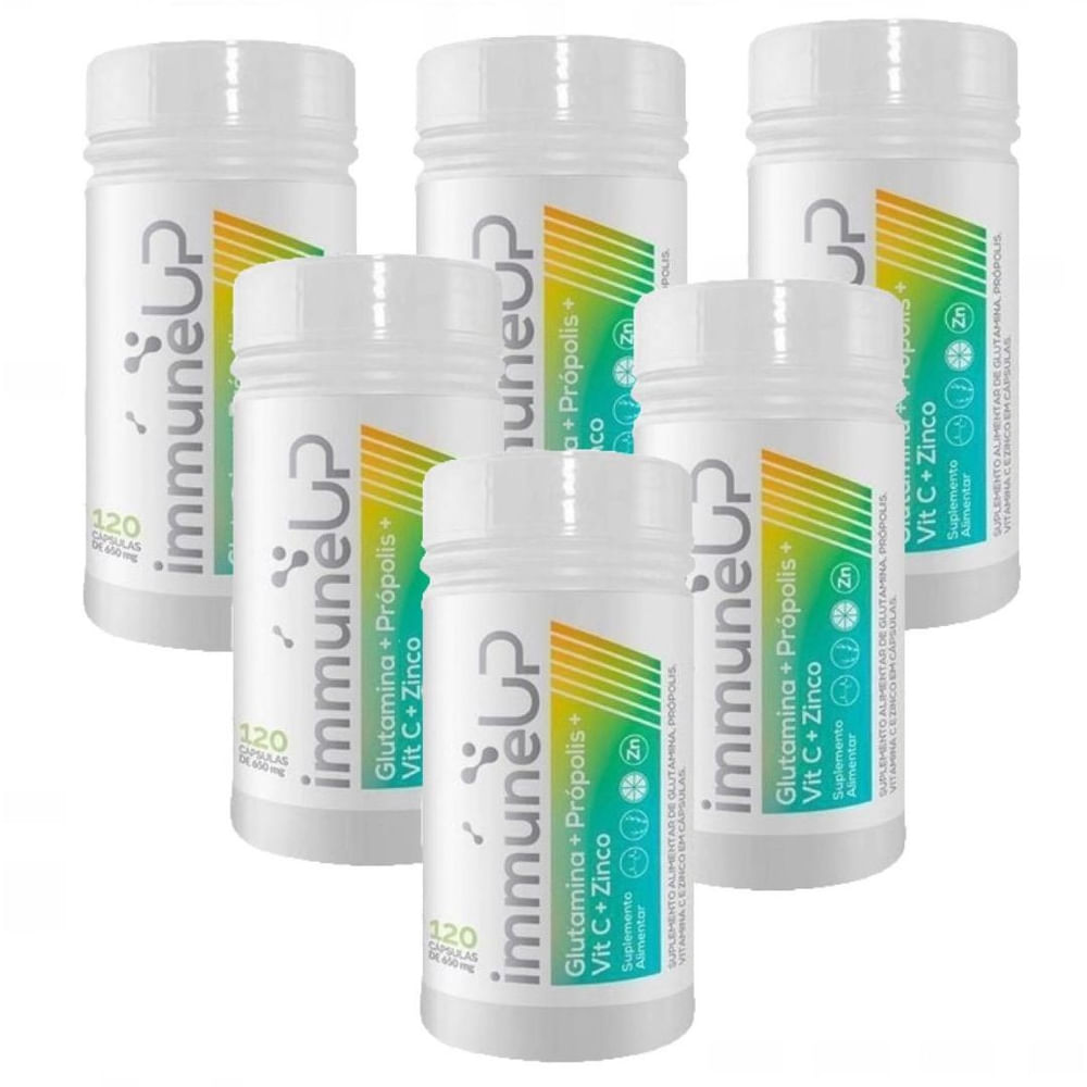 6x Immune UP Vitamina C+Própolis+Glutamina+Zinco 120caps
