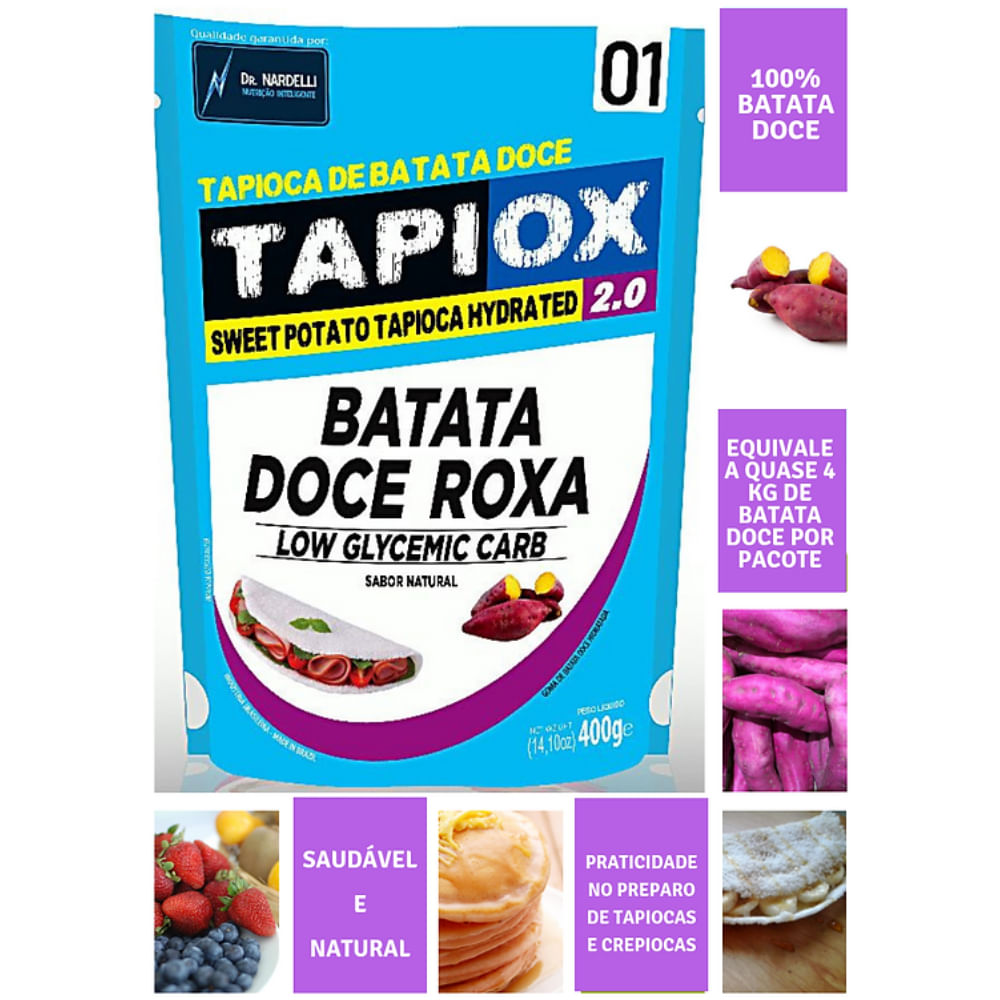 6x Tapioca Fit  Batata Doce  Tapiox 2.0  Sem Glúten  400g