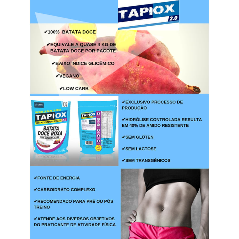 Tapioca Fit Batata Doce Tapiox 2.0 Low Carb Sem Glúten 400g