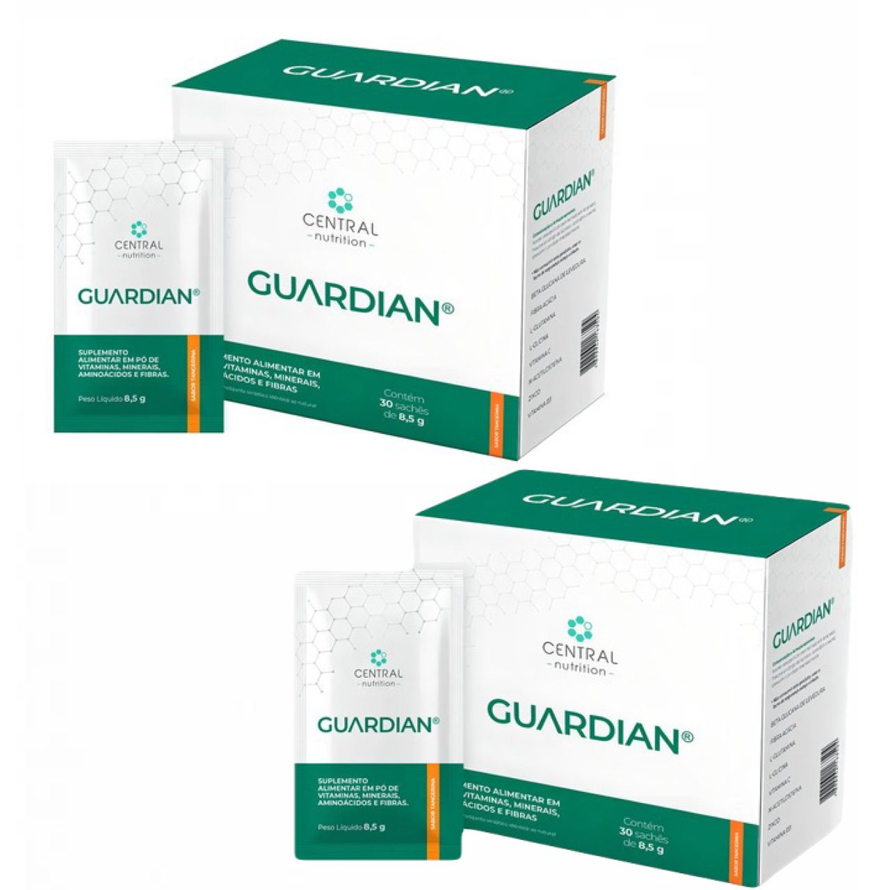 2x Guardian 8,5g 30 Sachês  Central Nutrition  Tangerina Tangerina