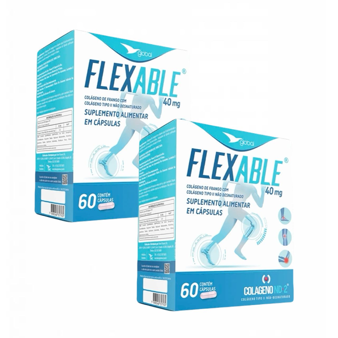 2x Flexable   Colágeno Tipo Ii  Não Desnaturado  60 Cápsulas Sem Sabor