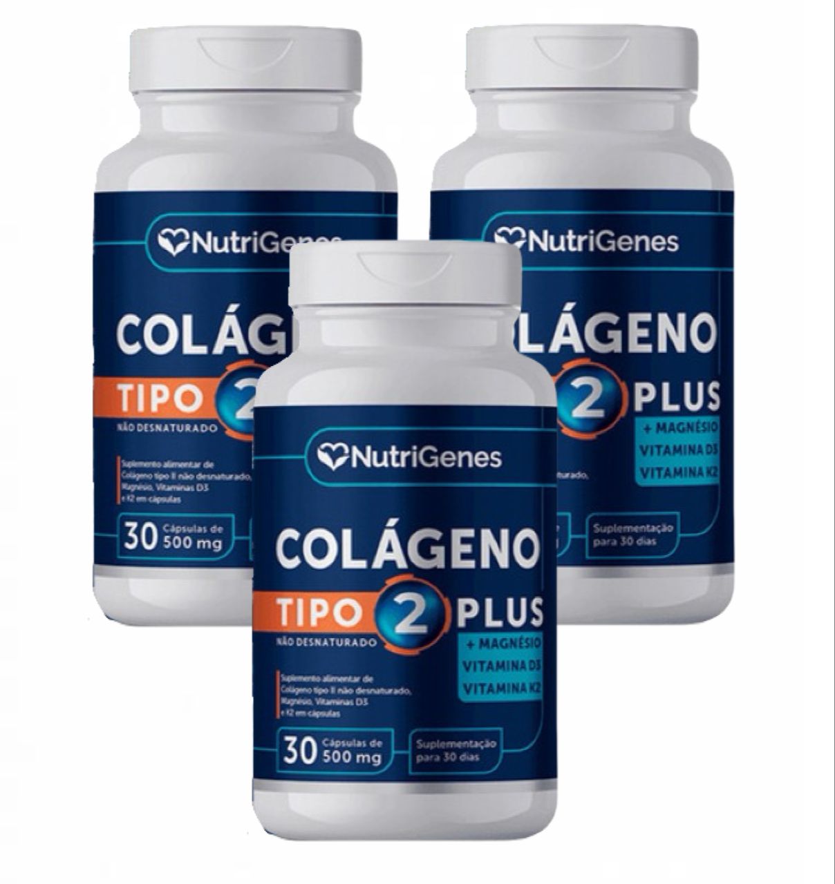 3x Colágeno Tipo2 Plus + Vit D 3 + Vit K2 + Magnésio