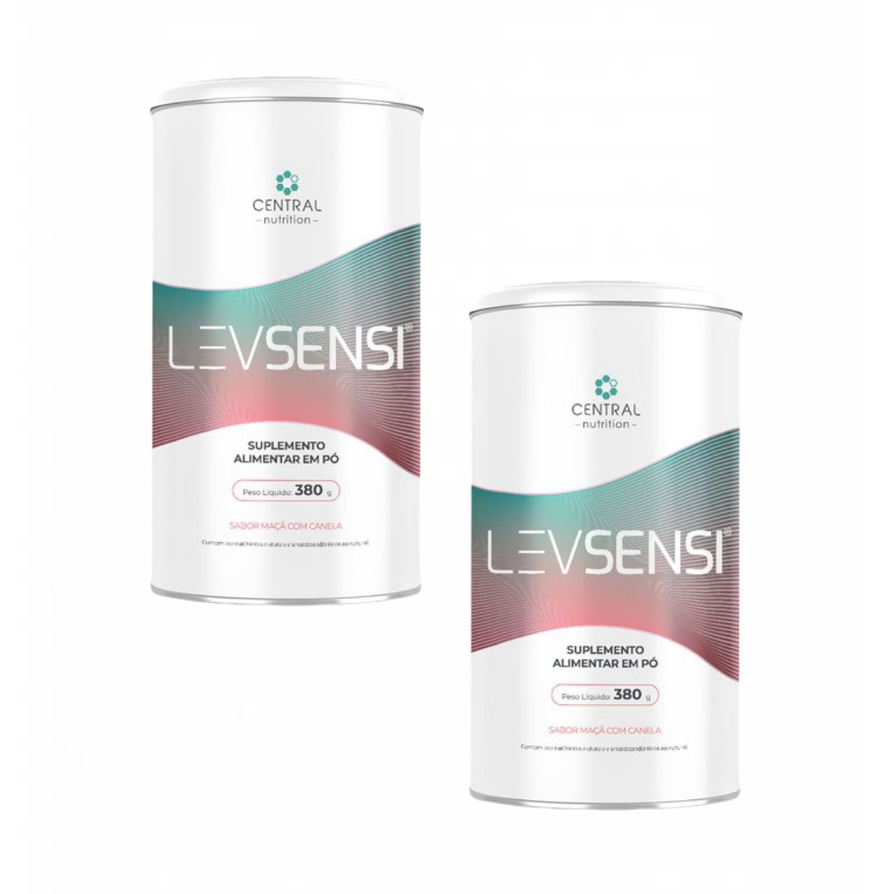 2x Levsensi   Central Nutrition  380g  Sabor Maçã Com Canela Sem Sabor
