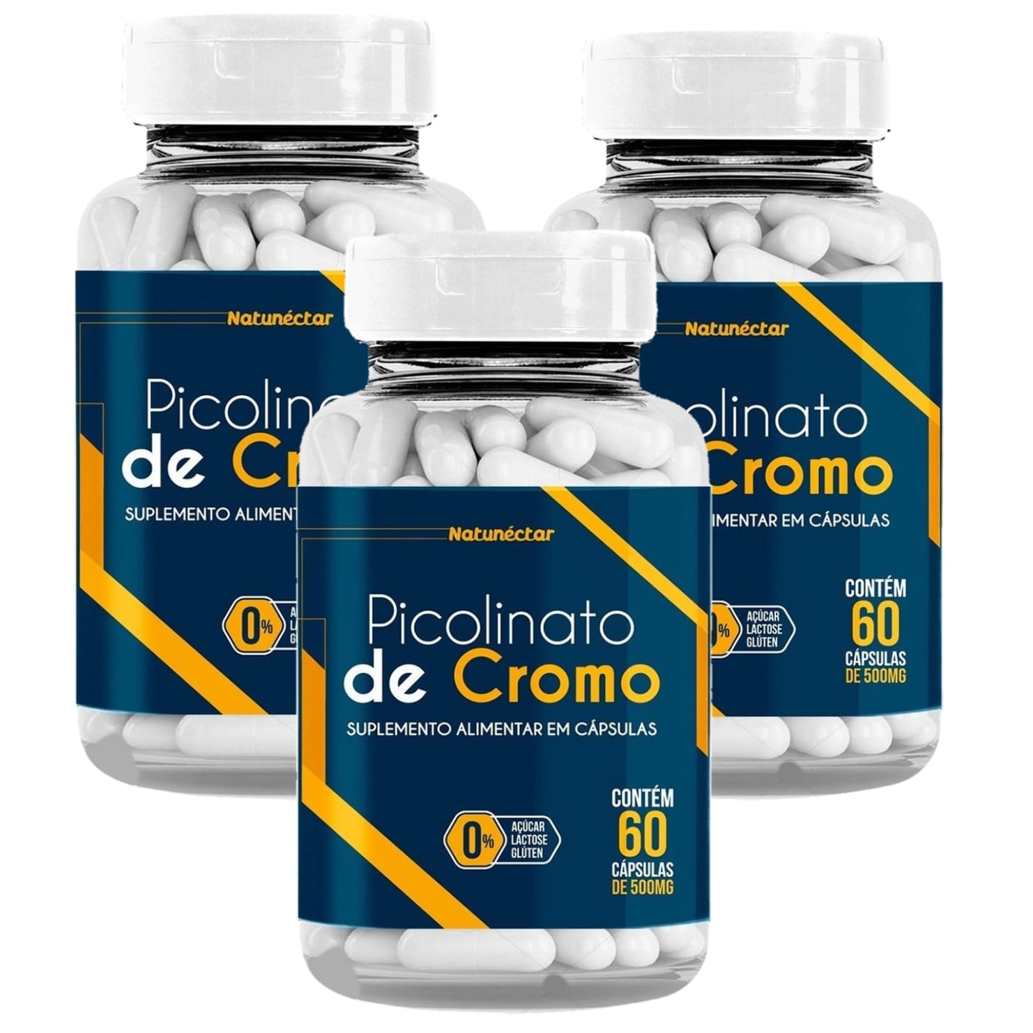 3x Picolinato De Cromo   60 Caps.   Natunéctar
