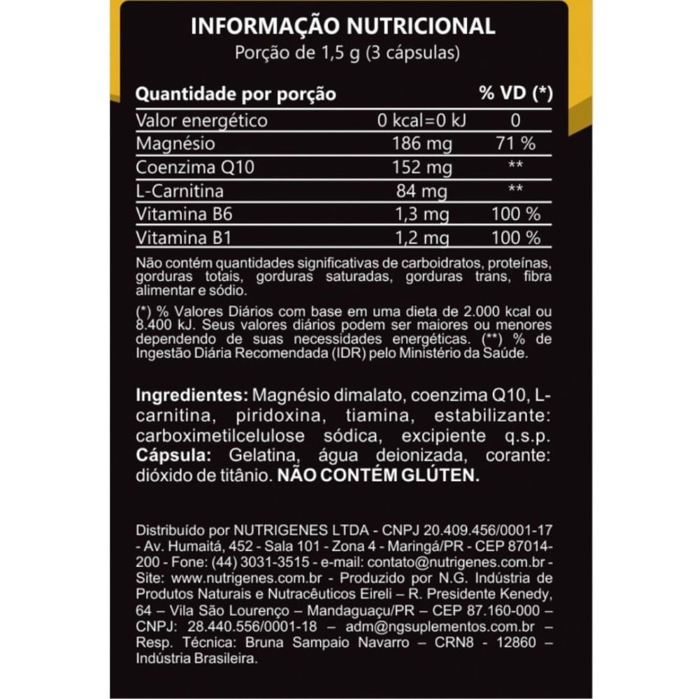 3x Trio Cardio  Magnésio  COQ10  L  Carnitina  Nutrigenes
