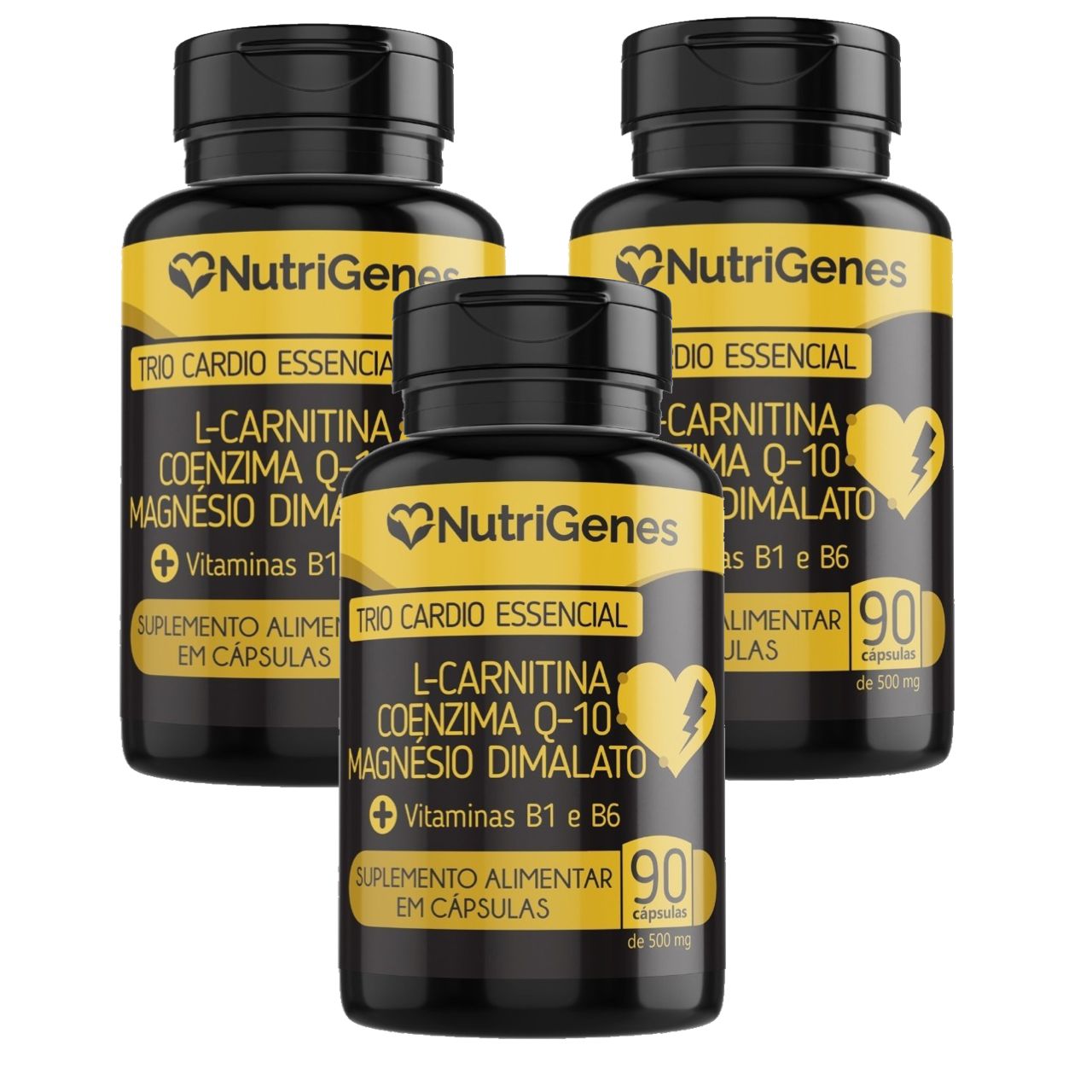3x Trio Cardio  Magnésio  COQ10  L  Carnitina  Nutrigenes