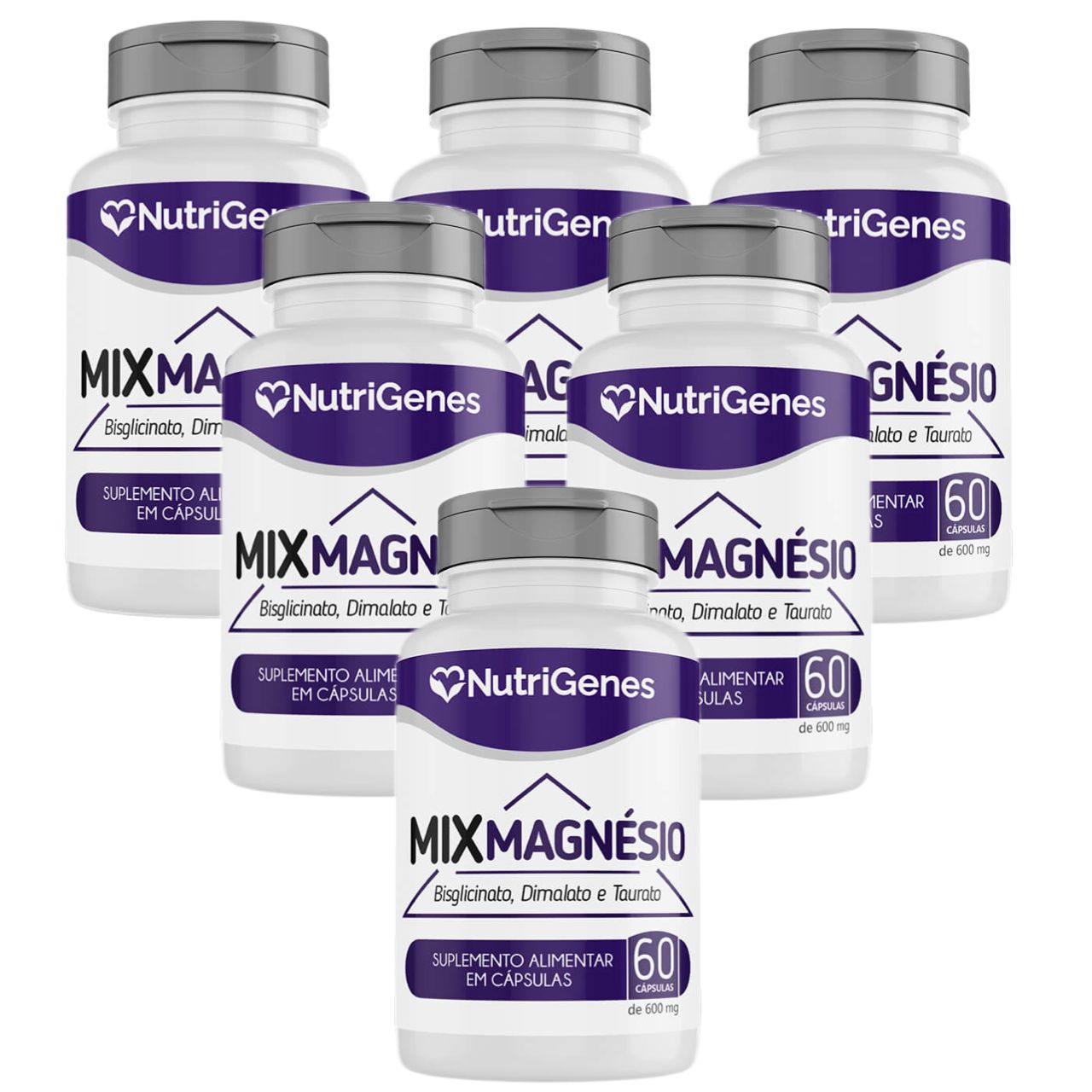 6x Mix Magnésio  Treonato, Dimalato e Taurato  Nutrigenes