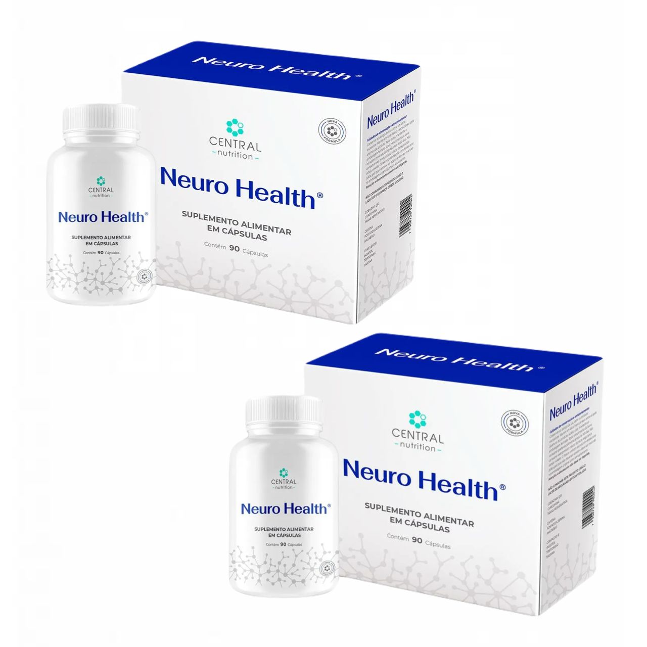 2x Neuro Health   90 Cápsulas   Central Nutrition Sem Sabor