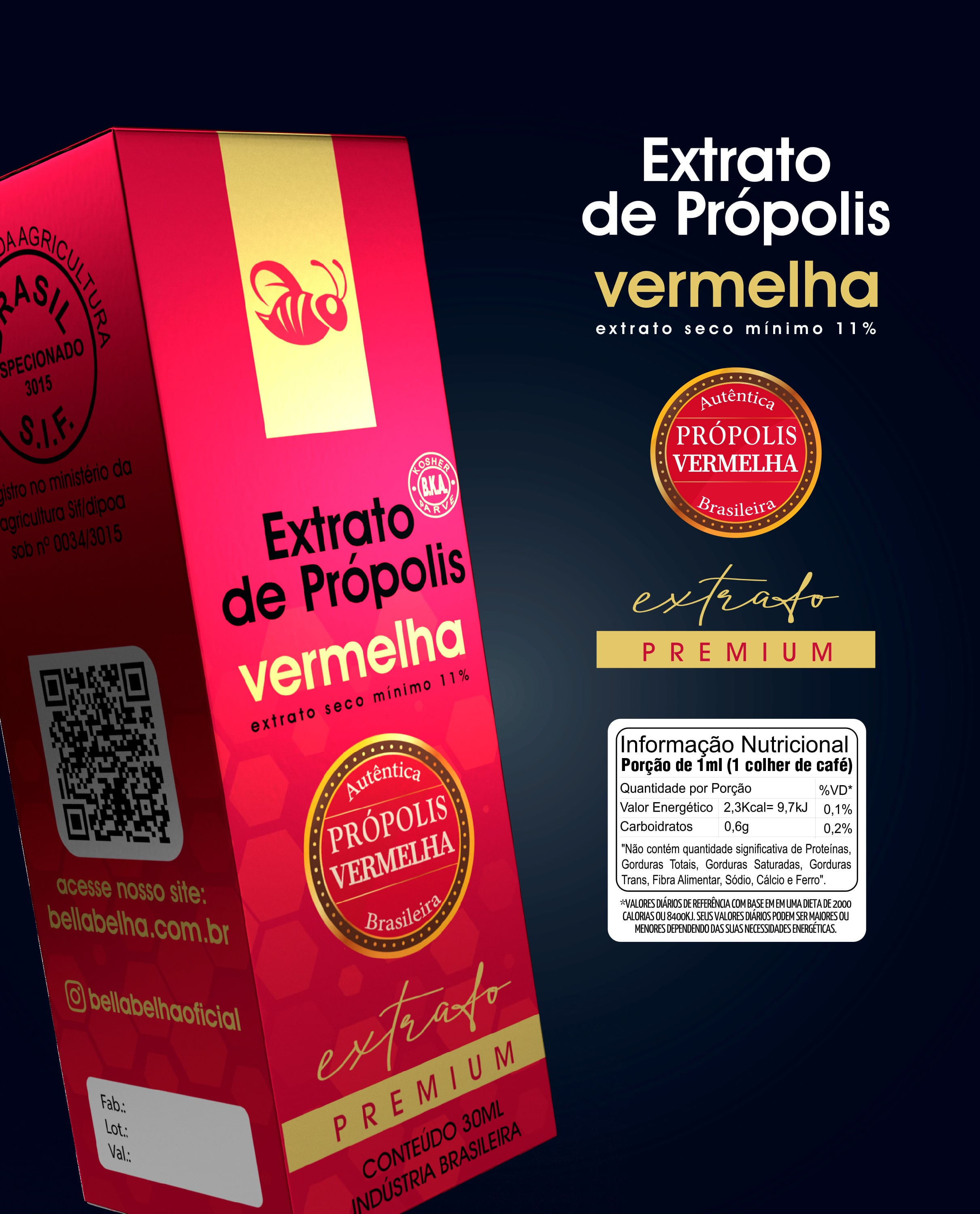 Própolis Vermelha 11% Extrato Seco 30 ML