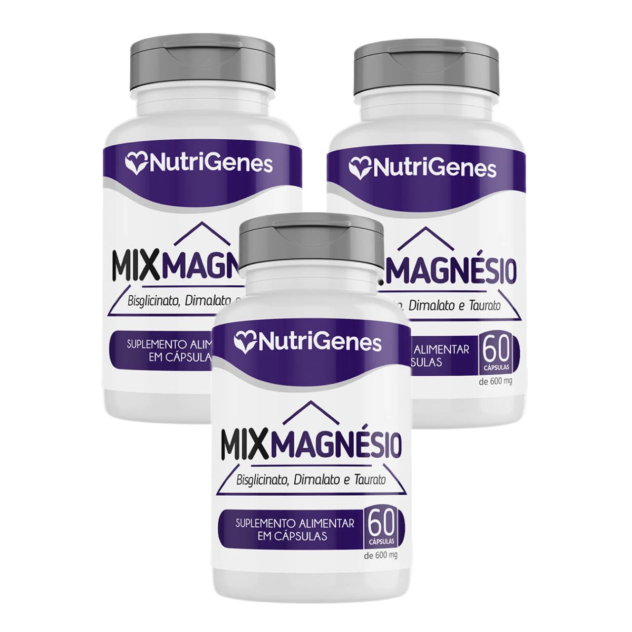 3x Mix Magnésio  Treonato, Dimalato e Taurato  Nutrigenes
