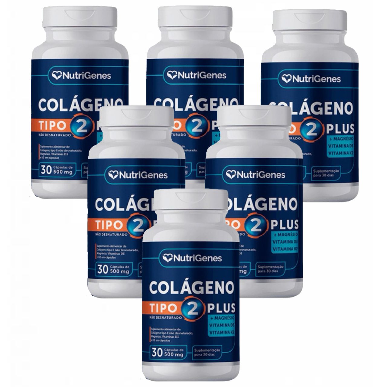 6x Colágeno Tipo2 Plus + Vit D 3 + Vit K2 + Magnésio