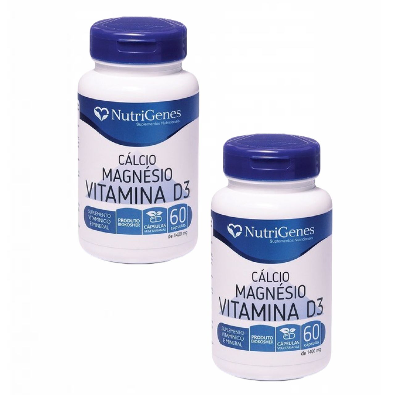 2x Cálcio- Magnésio- Vitamina D3- 60 Cápsulas- Nutrigenes