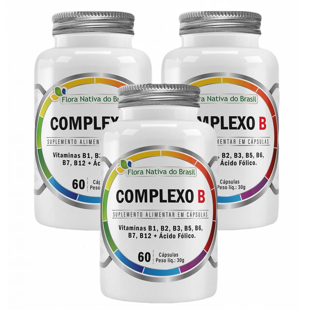 3x Complexo B 500mg + Biotina- 60 Cápsulas- Flora Nativa
