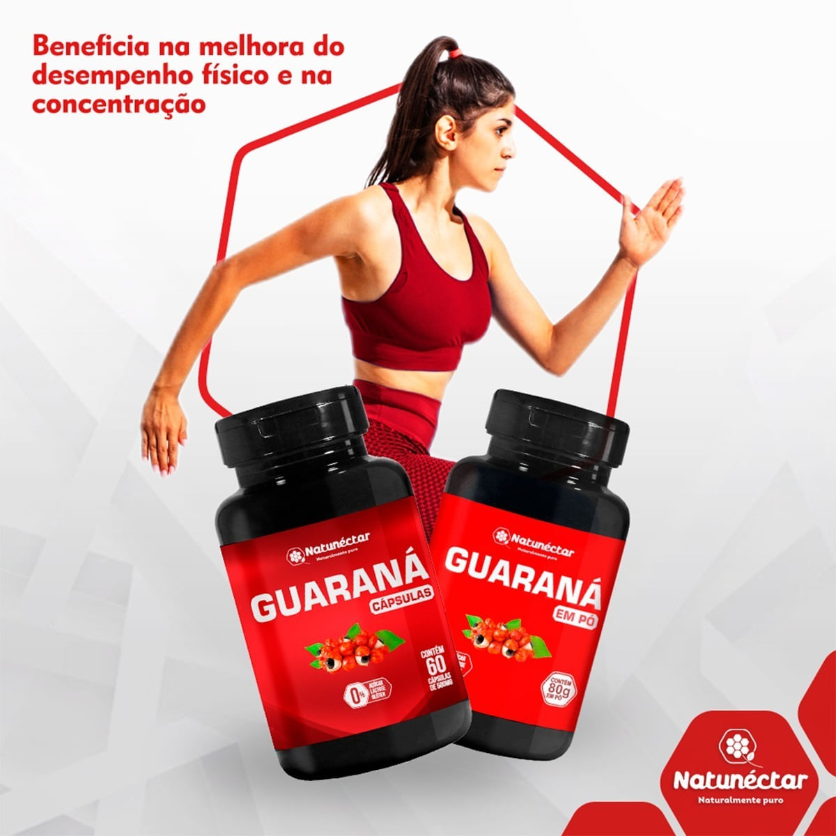 3x Guaraná 500mg -60 Cápsulas- Natunéctar