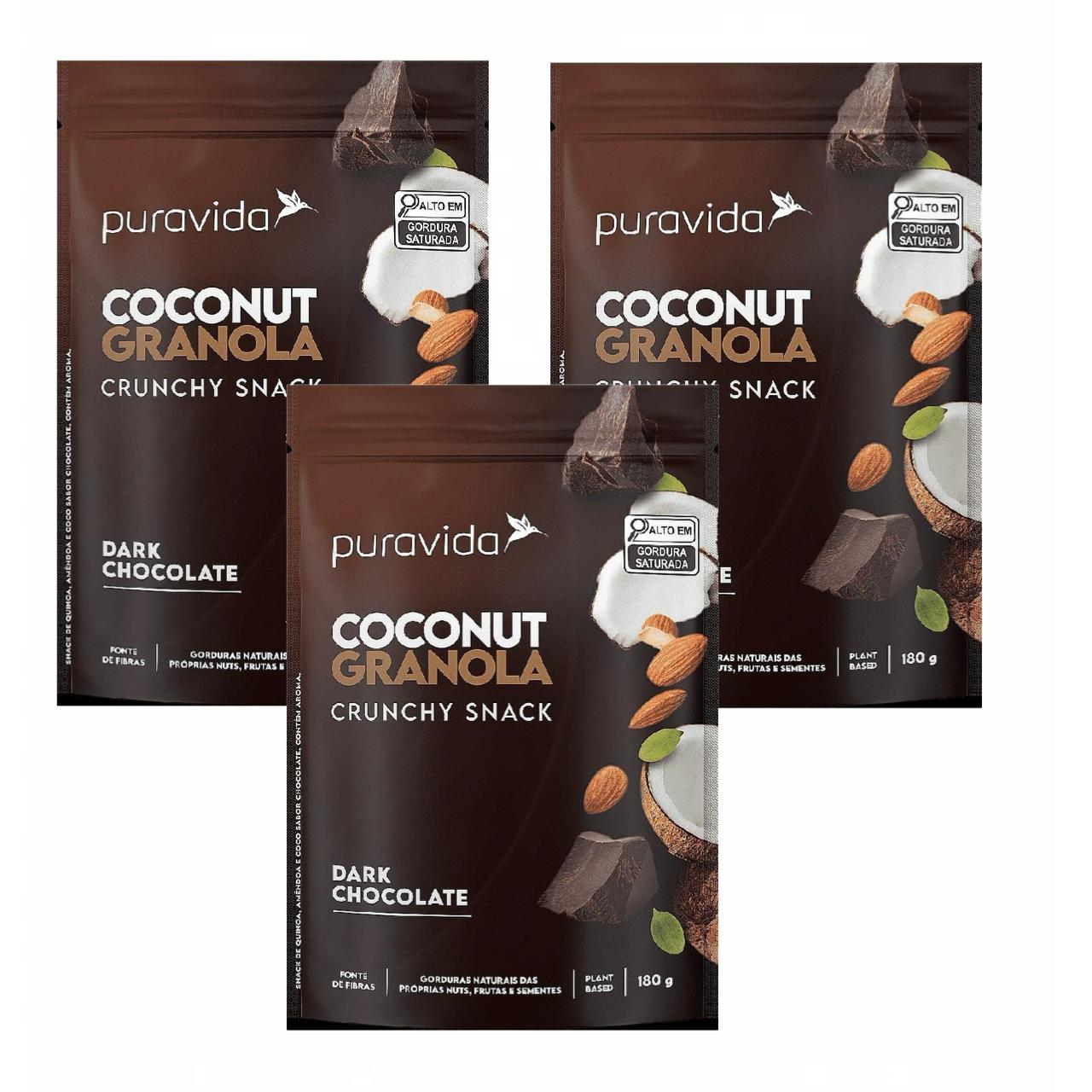 3x Granola Coconut-Dark Puravida 180g Chocolate