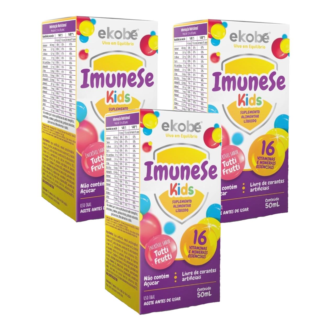 3x Imunese Kids 16 Vitaminas e Minerais Tutti Frutti 50ml