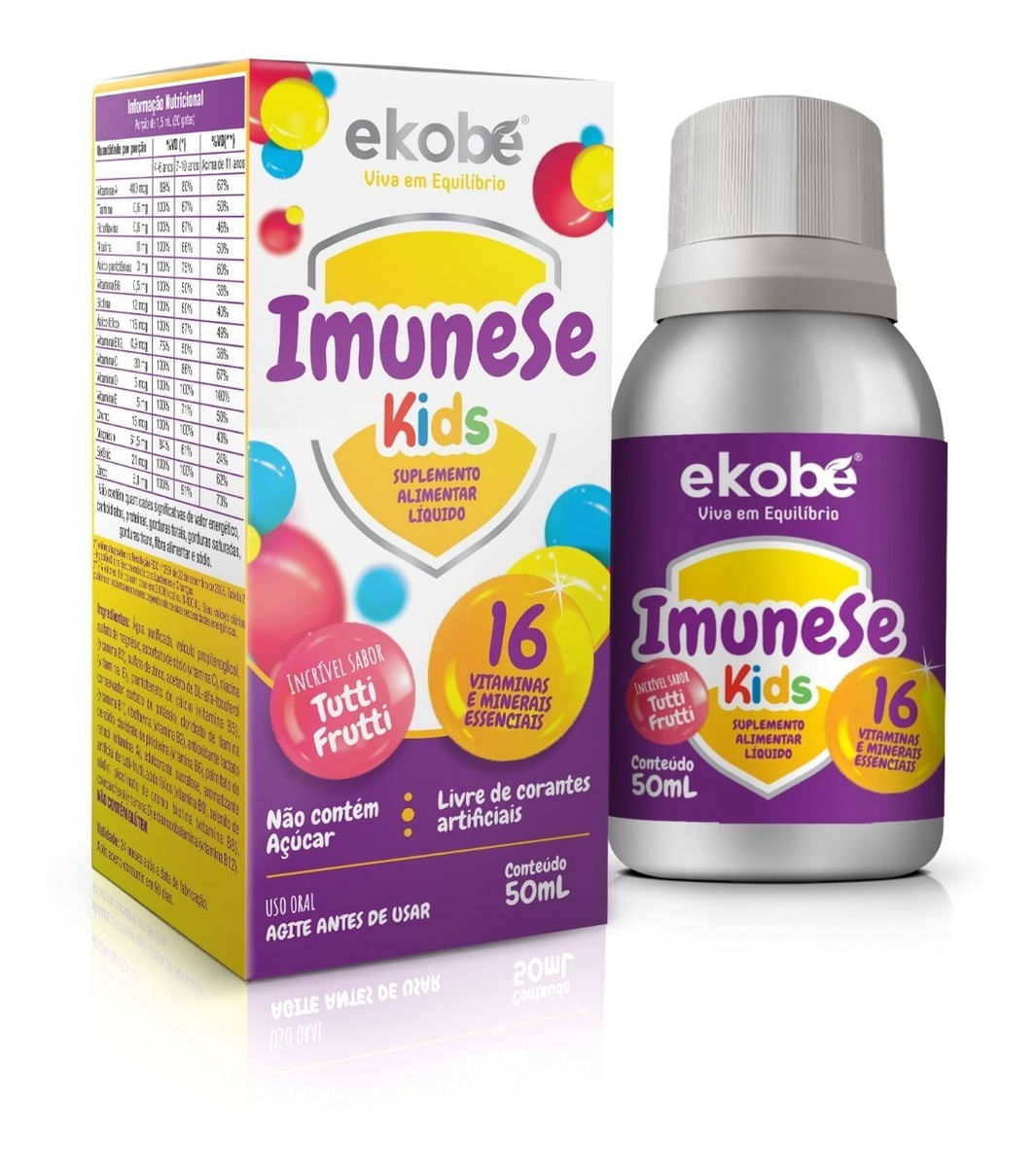 3x Imunese Kids 16 Vitaminas e Minerais Tutti Frutti 50ml
