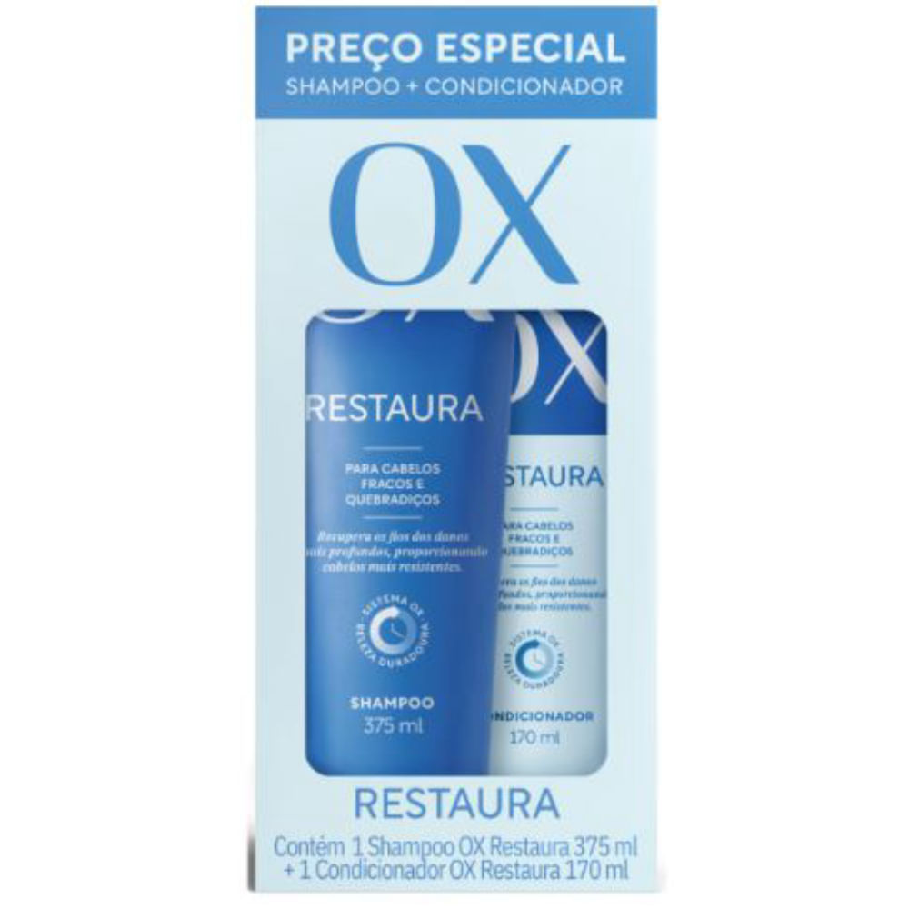 Shampoo + Condicionador Ox 375ml + 170ml Restaura