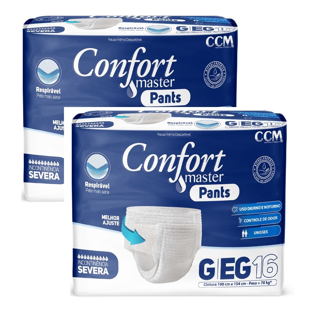 Kit 2 Fraldas Geriátricas Confort Master Pants Jumb G/xg 16u